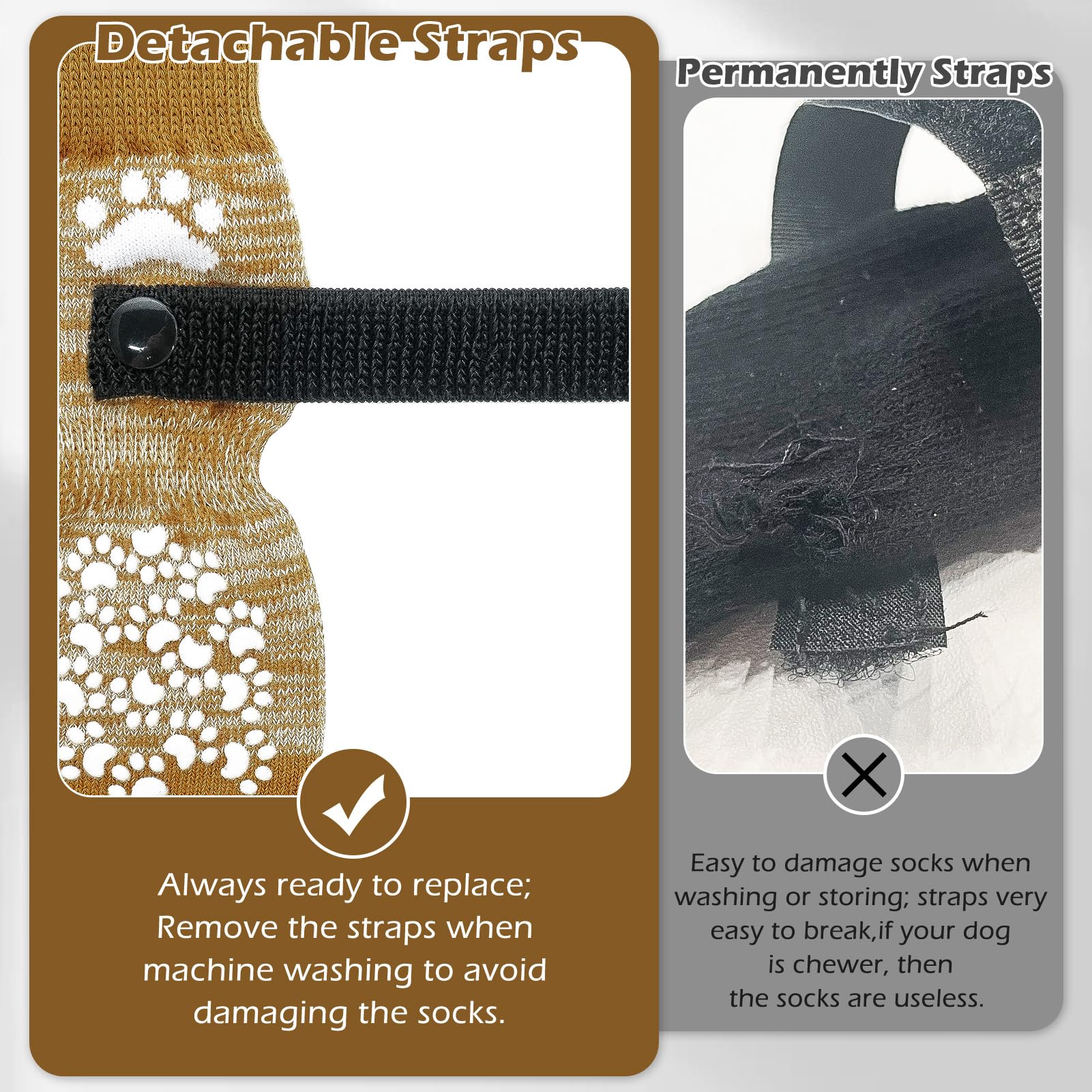 Expawlorer Double Side Anti-Slip Dog Socks With Adjustable Straps-Strong Grips Traction Control For Indoor On Hardwood Floor Wea