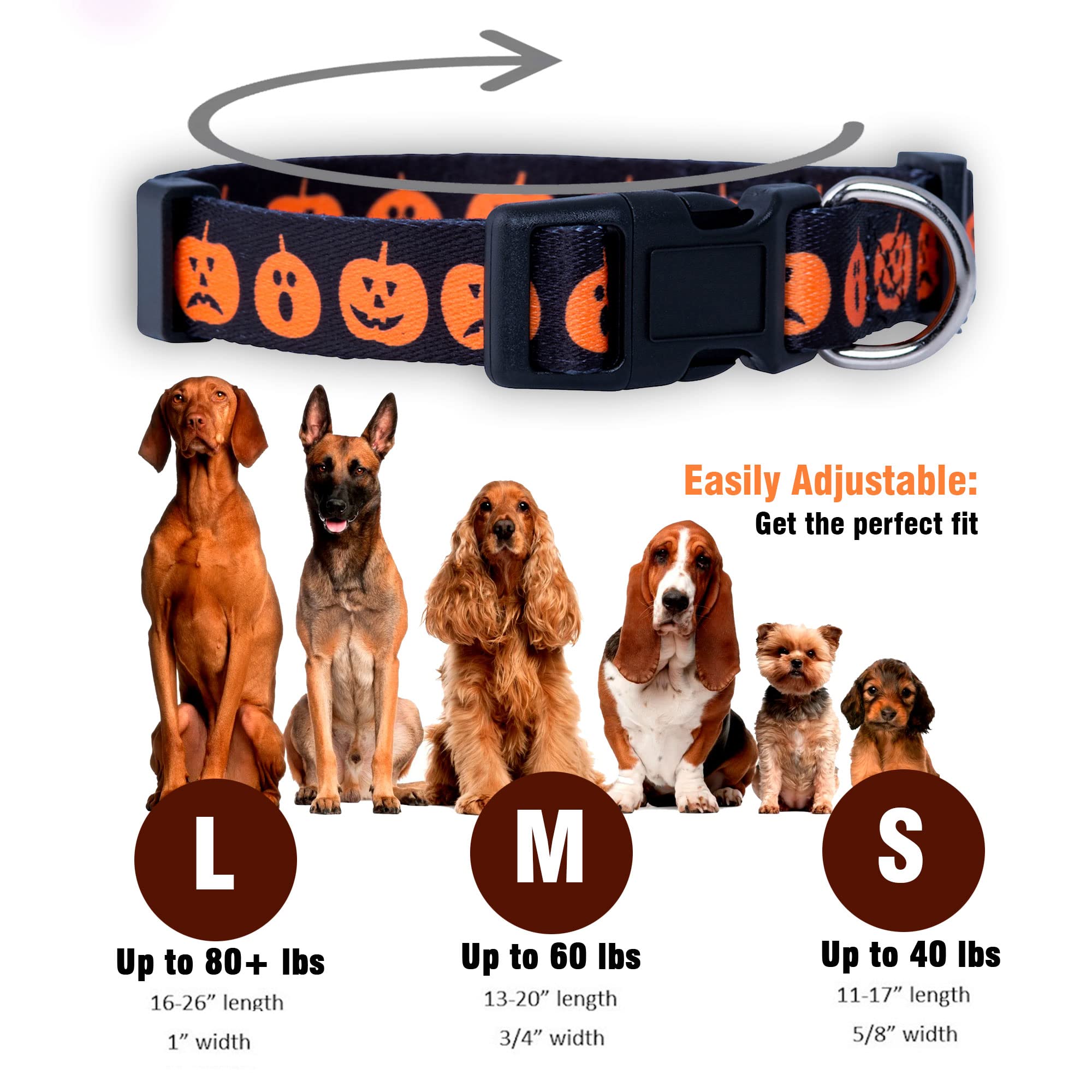 Native Pup Halloween Dog Collar (Medium, Big Pumpkins)