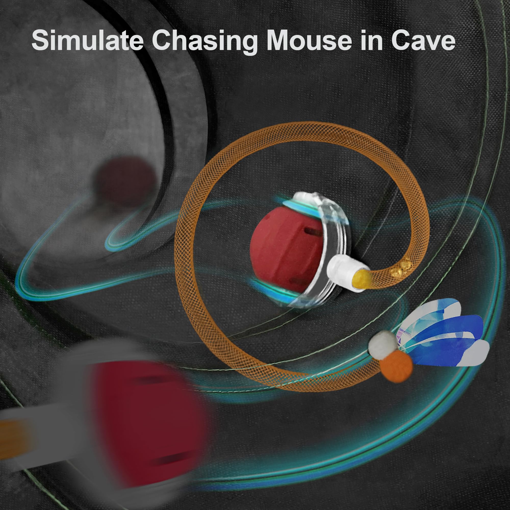 metiya Interactive Cat Toys Ball Fast Rolling in Cat Tunnel - Motion-Activated Ball in Enrichment Tunnel,Hide & Seek Puzzle Game