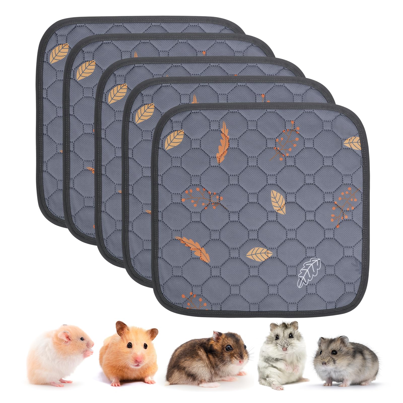 Sunheir Washable Pee Pads for Small Pets, 12x12 Inch, Absorbent & Leak-Free, Deep Grey, Reusable 5-Pack