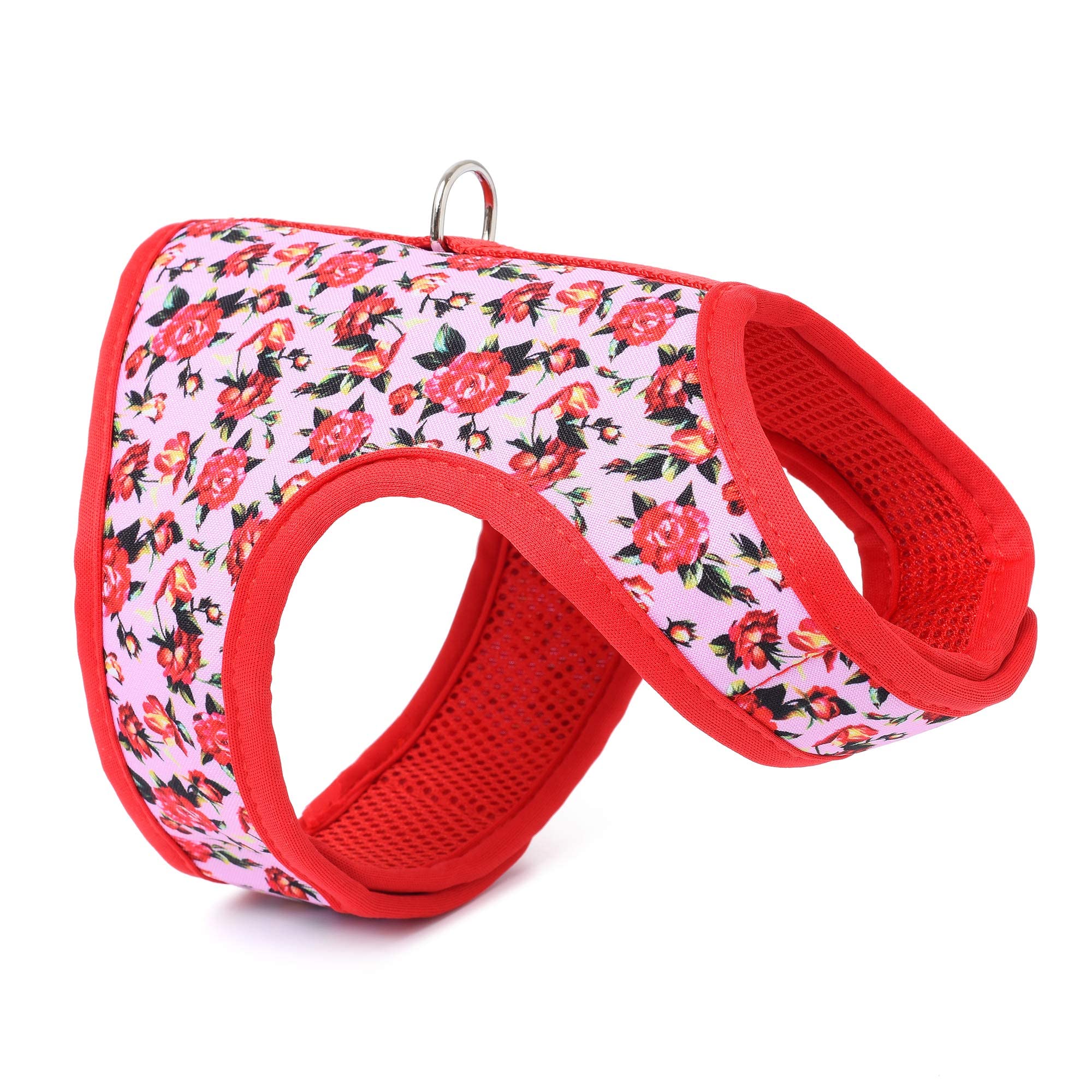 Mile High Life | Easy Get On Air Mesh Vest Harness | Spring Floral Collection | Adjustable Easy Closures Both Neck And Chest |20 Lbs Small Dogs & Cats | Peony Rose | Xs Chest Size (14'-16')