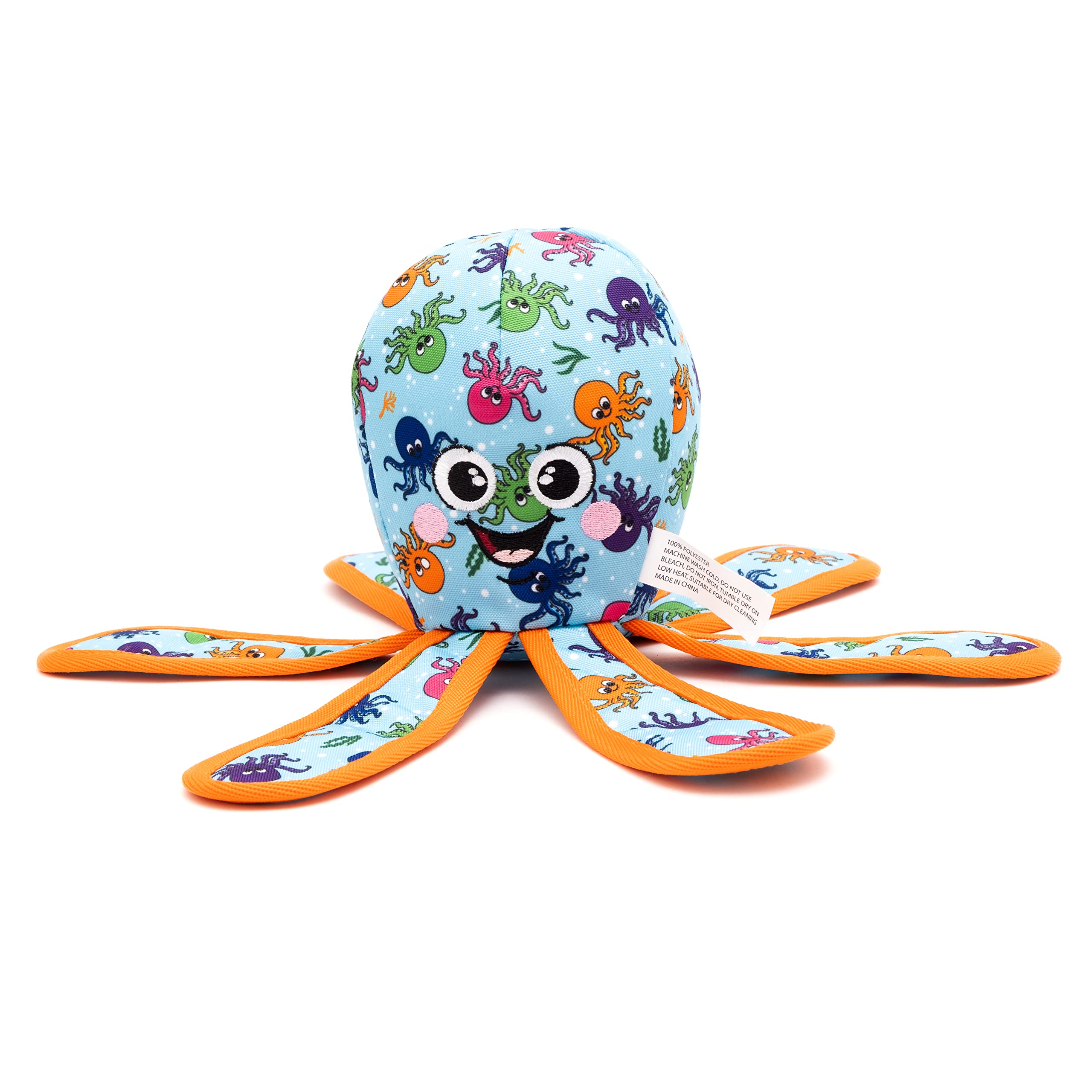 The Worthy Dog Otis Octopus Durable Strong Squeaky Dog Toy - Soft And Safe For Indoor Play, Tough Enough For Outdoor Fun - Blue