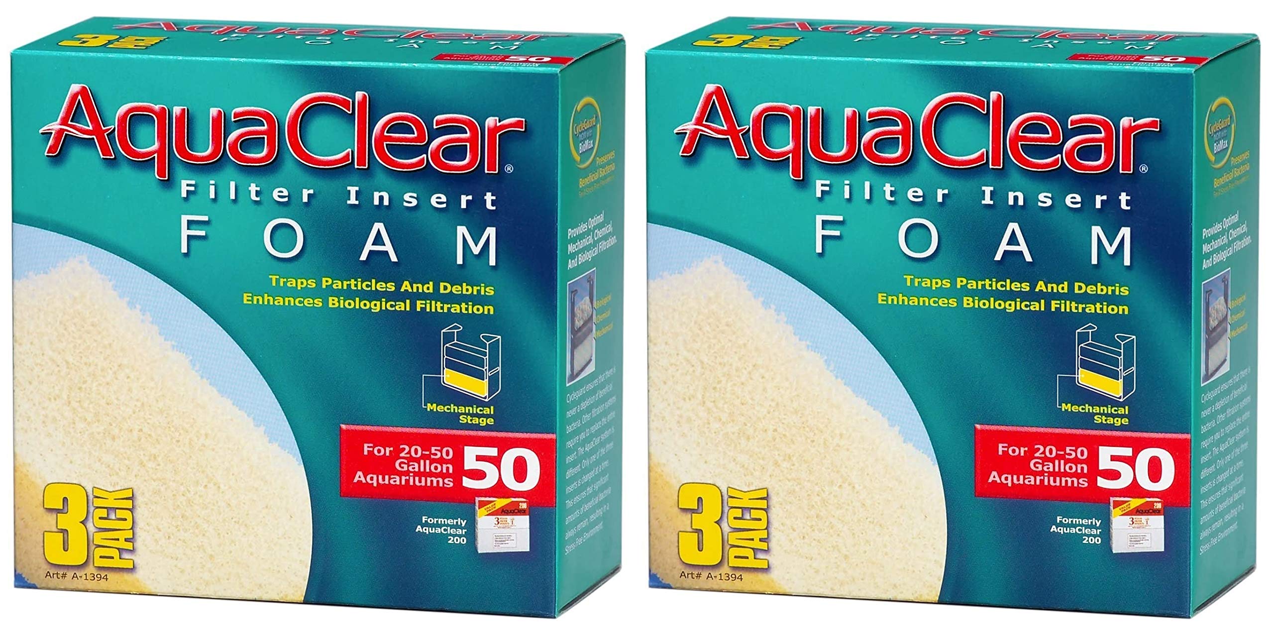 Aquaclear Foam Inserts, 3-Pack (6-Pack, 50-Gallon)