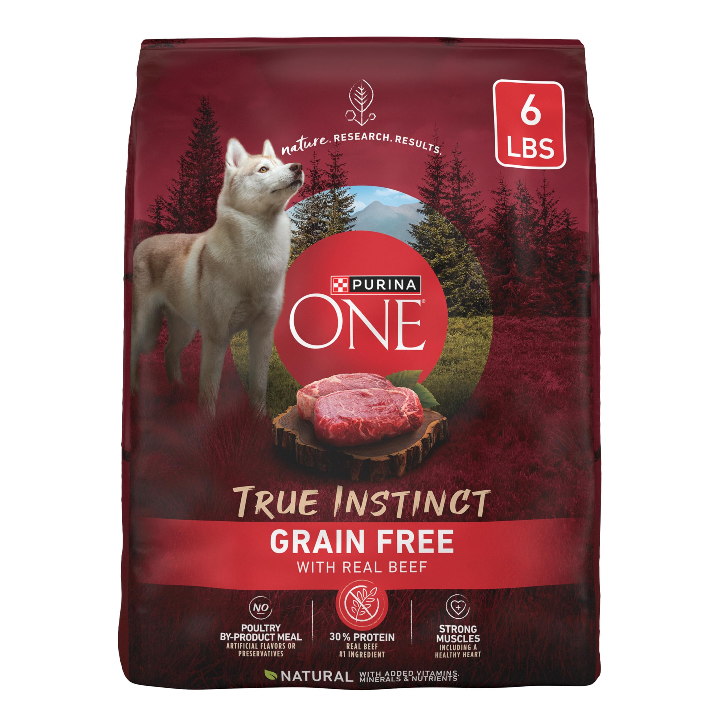 Purina ONE Grain Free Natural Dry Dog Food, SmartBlend True Instinct With Real Beef - 6 lb. Bag, Model:00017800177436