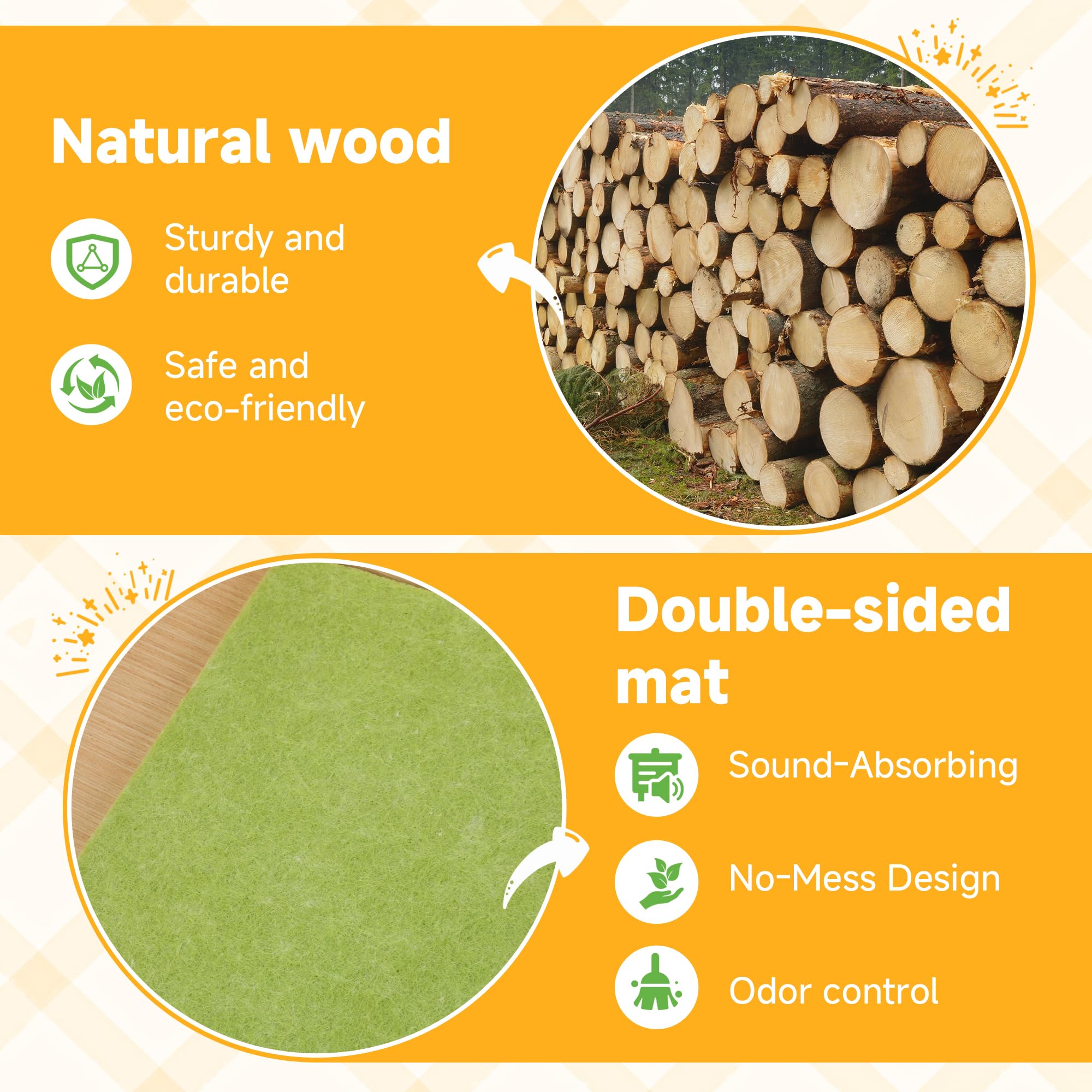 PESNLO Wooden Guinea Pig Castle - 2-Level Detachable Pet House, Green, Ideal for Rabbits, Hamsters & Chinchillas