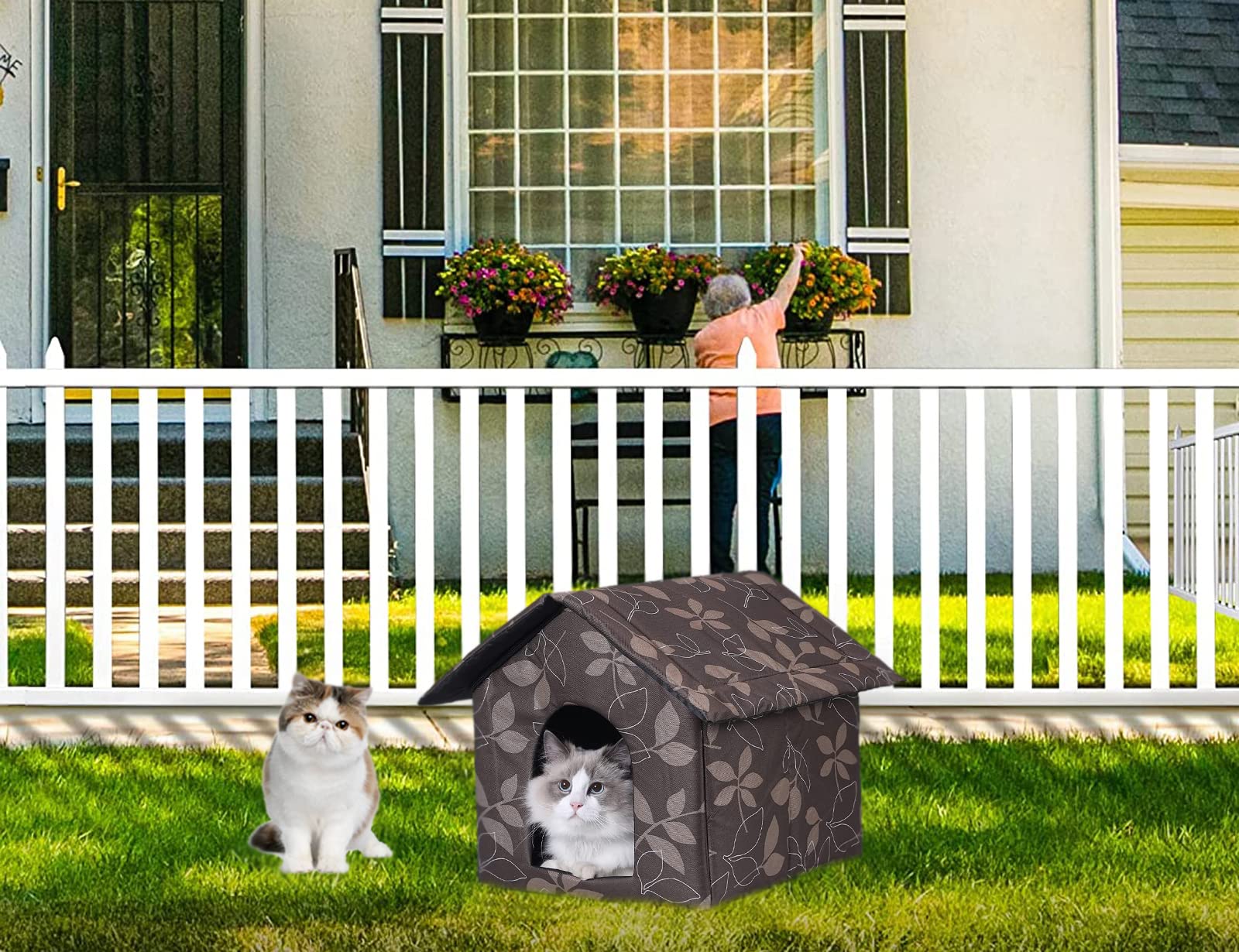 Cat Houses For Outdoor Cats Outdoor Houses For Feral Cats Dogs Cat House Cat Houses For Indoor Cats (Brown Cat House, Medium-Houses)