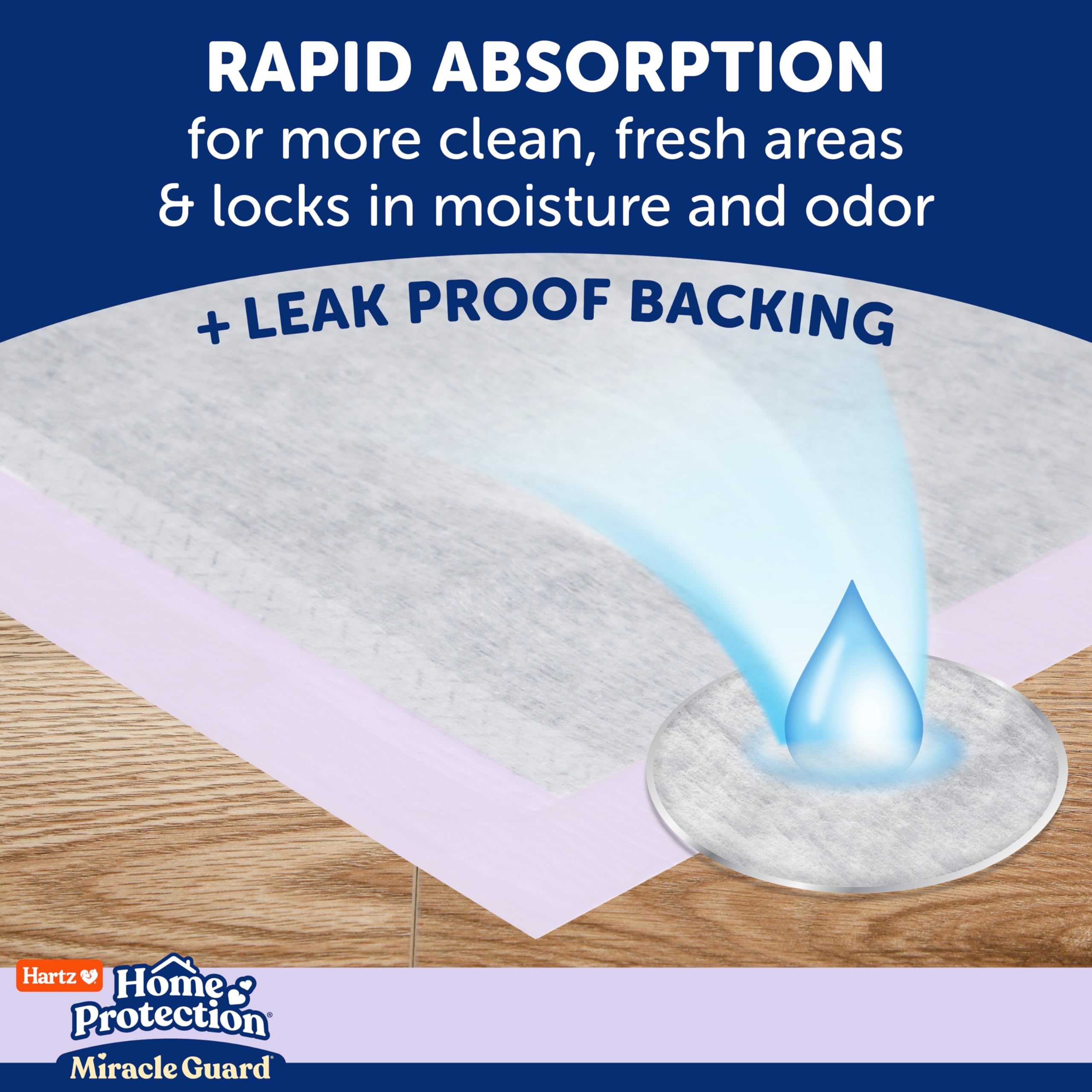 New! Hartz Home Protection Miracle Guard Lavender Scented Dog Pads, Regular Size 25 Count, 24 Hour Use, Wont Leak and Odor Elim