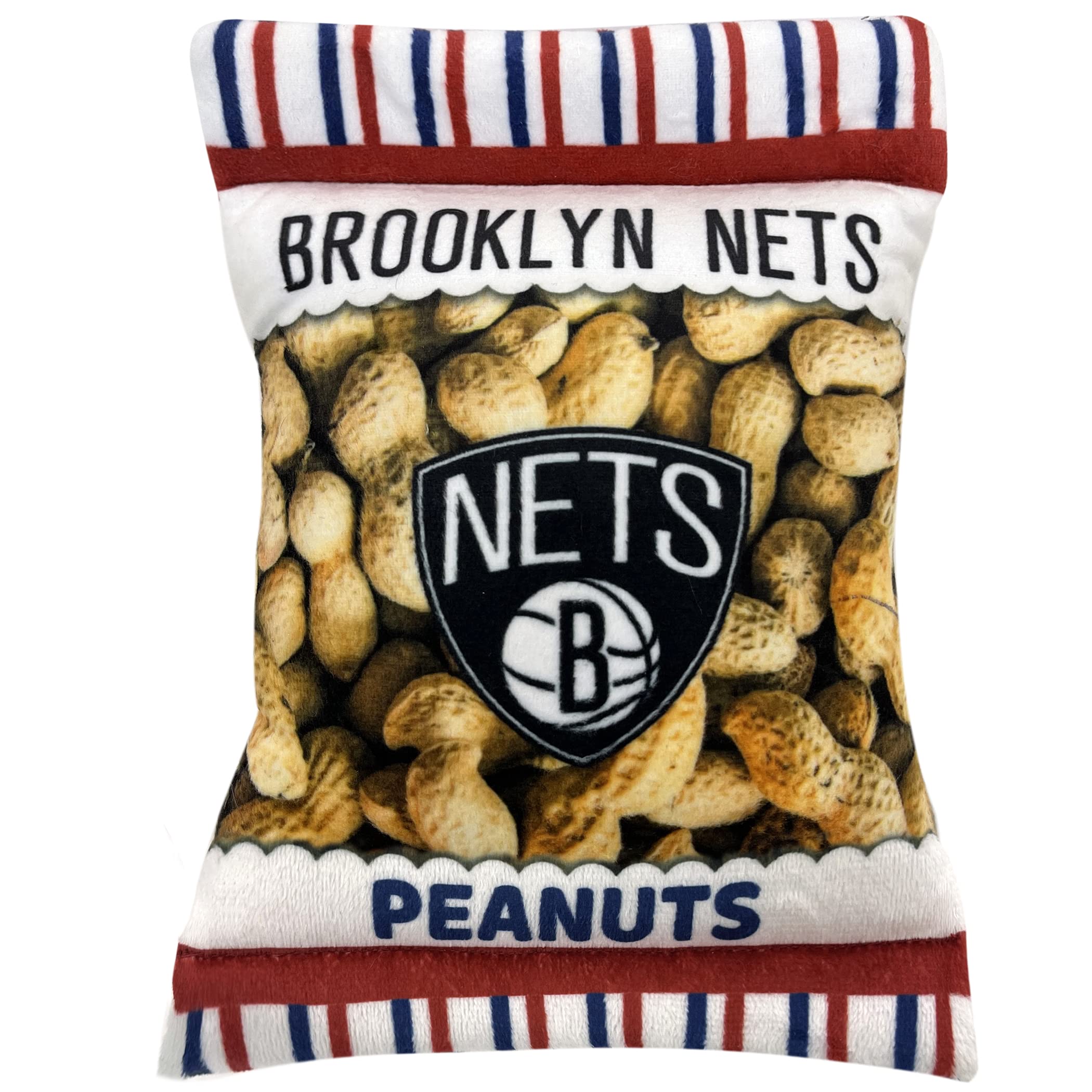 Pets First Nba Brooklyn Nets Crinkle Fine Plush Dog & Cat Squeak Toy - Cutest Stadium Peanuts Snack Plush Toy For Dogs & Cats Wi