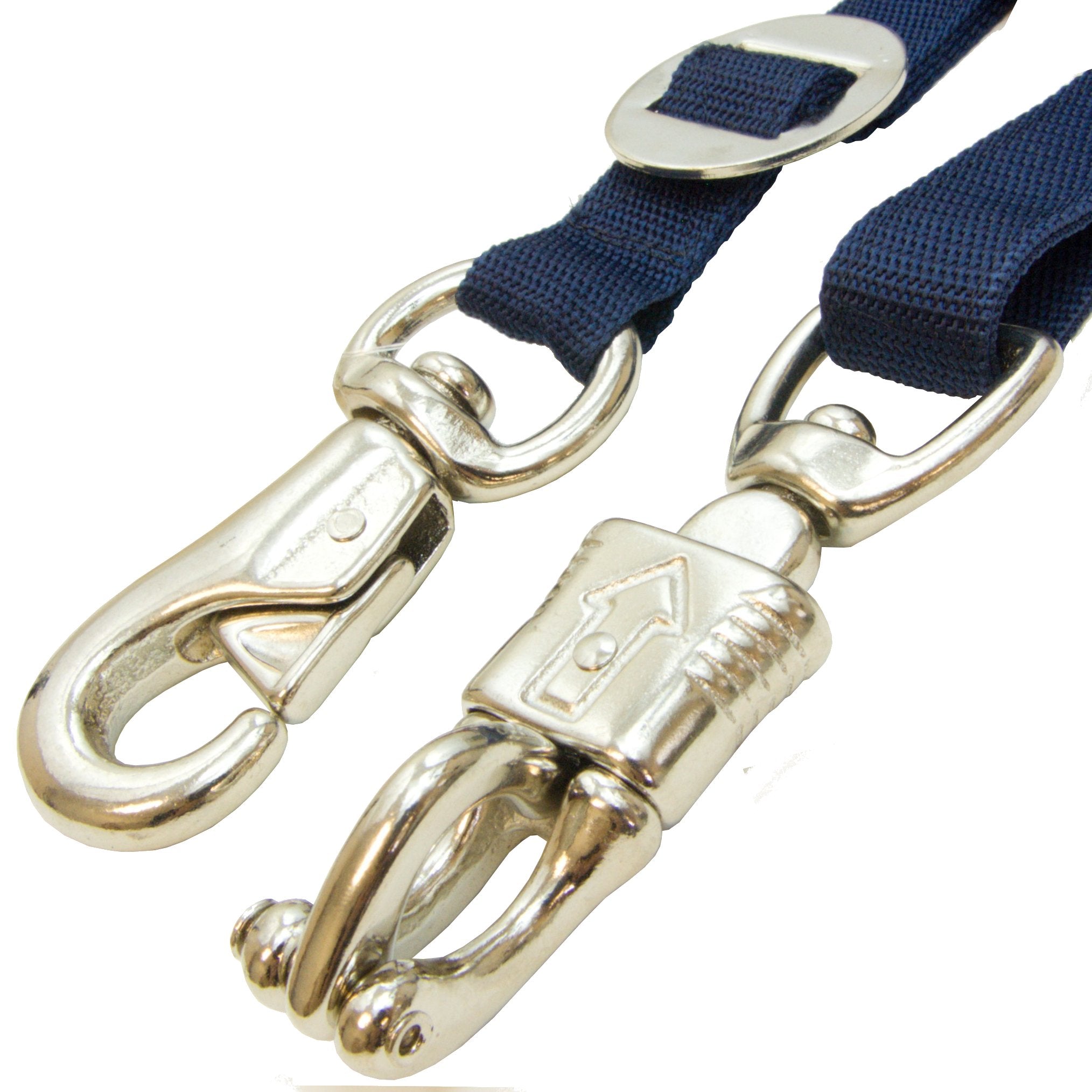 Intrepid International Durable And Secure Nylon Cross Ties, Adjustable 40-75 Inches, Cross Ties For Horses, Horse Tie Down With Panic And Breakaway Snap, Attaches To Halter, Navy
