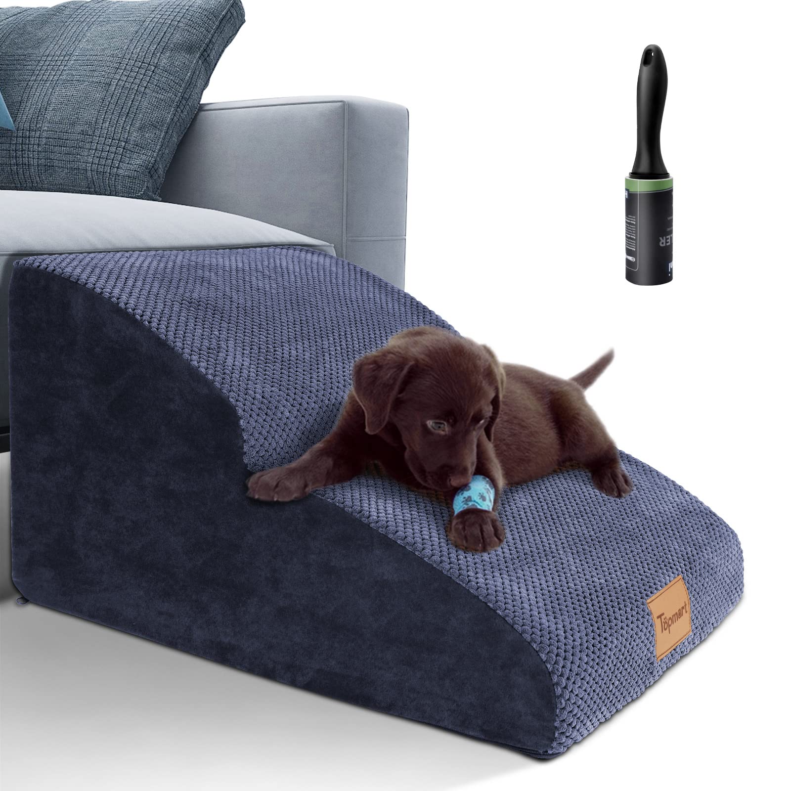 Topmart High Density Extended Foam Dog Ramp&Steps 2 Tiers,11.8' High,Non-Slip Dog Stairs,Soft Foam Dog Ladder With Waterproof Cover,Best For Dogs Injured,Older Cats,Pets With Joint Pain