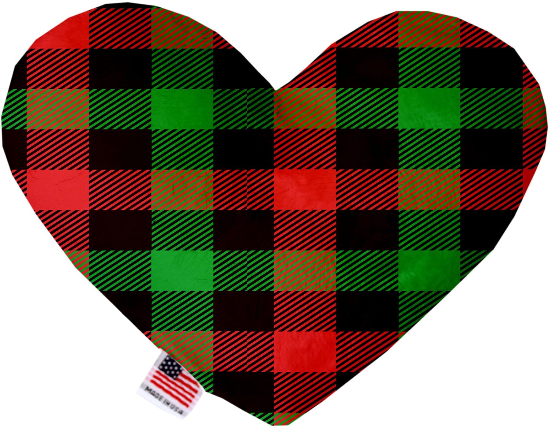 Pet and Dog Plush Heart or Bone Toy, "Christmas Patterns Group" (Available in different sizes, and 11 different pattern options!) Christmas Plaid 8" Plush Heart