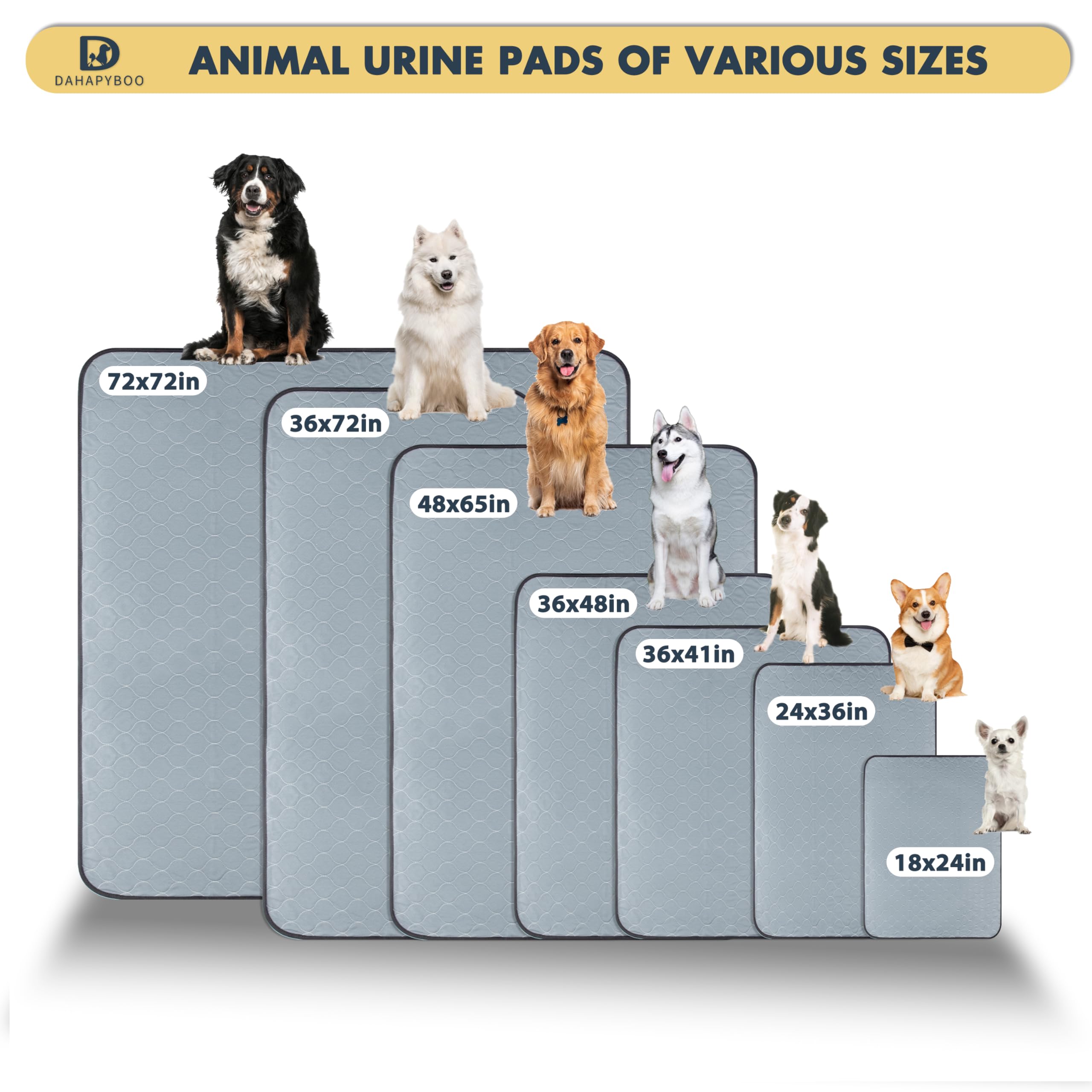 Dahapyboo Extra Large Washable Pee Pads For Dogs,6Pack Reusable Puppy Pads For Dogs,36X72 Non-Slip Waterproof Pet Training Pads