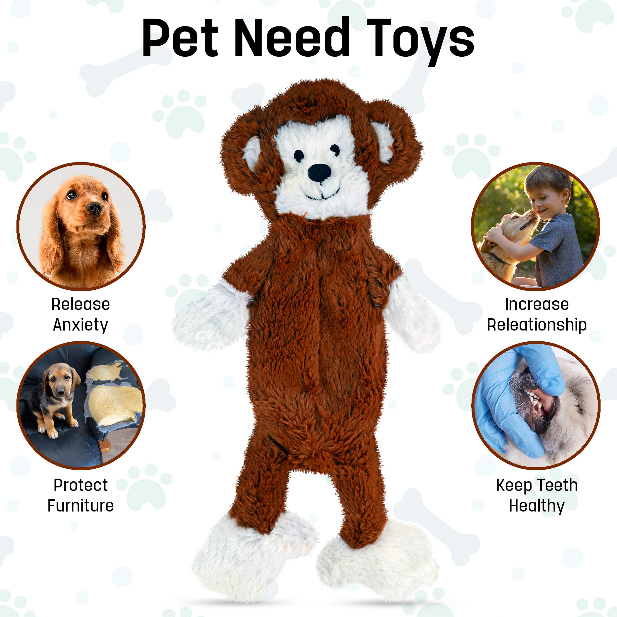 Fga Marketplace Bundle Of 5 Flat No Stuffing No Squeak Plush Dog Toys, Funny Style Will Entertain Your Pet For Hours, Recommende