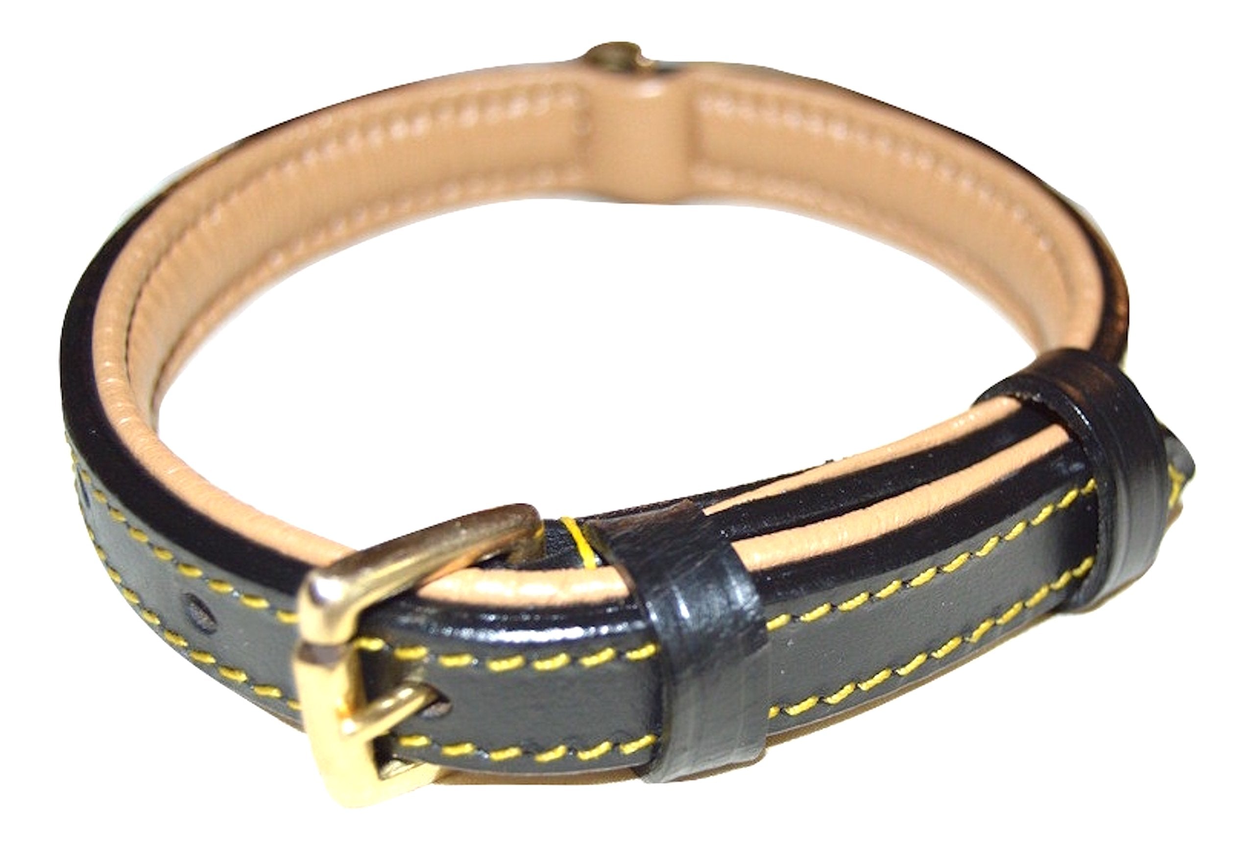 Soft Touch Collars Black Leather Real Padded Dog Collar, Size Small