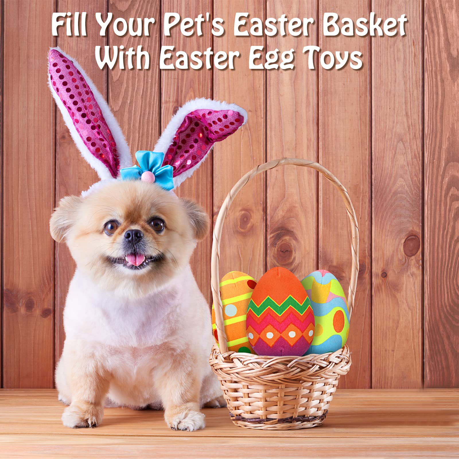 Rypet Easter Dog Toys - 3 Pack Plush Squeaker Eggs, Cotton Chew Toys for Small to Medium Dogs, Perfect Easter Gift