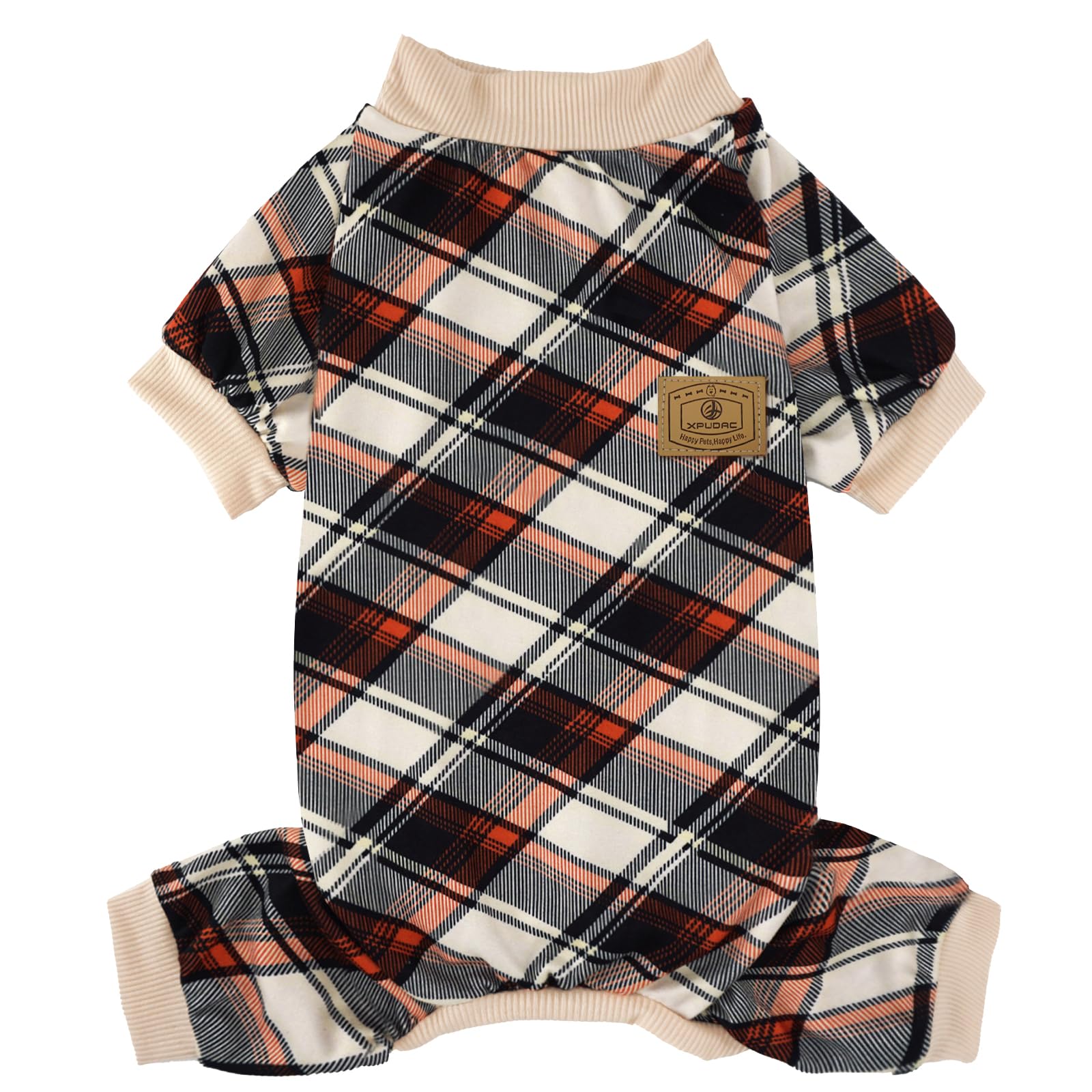Xpudac Dog Pajamas Soft Strechy Plaid Doggie Clothes For Small Medium Girl Boy Cat Apparel-Medium