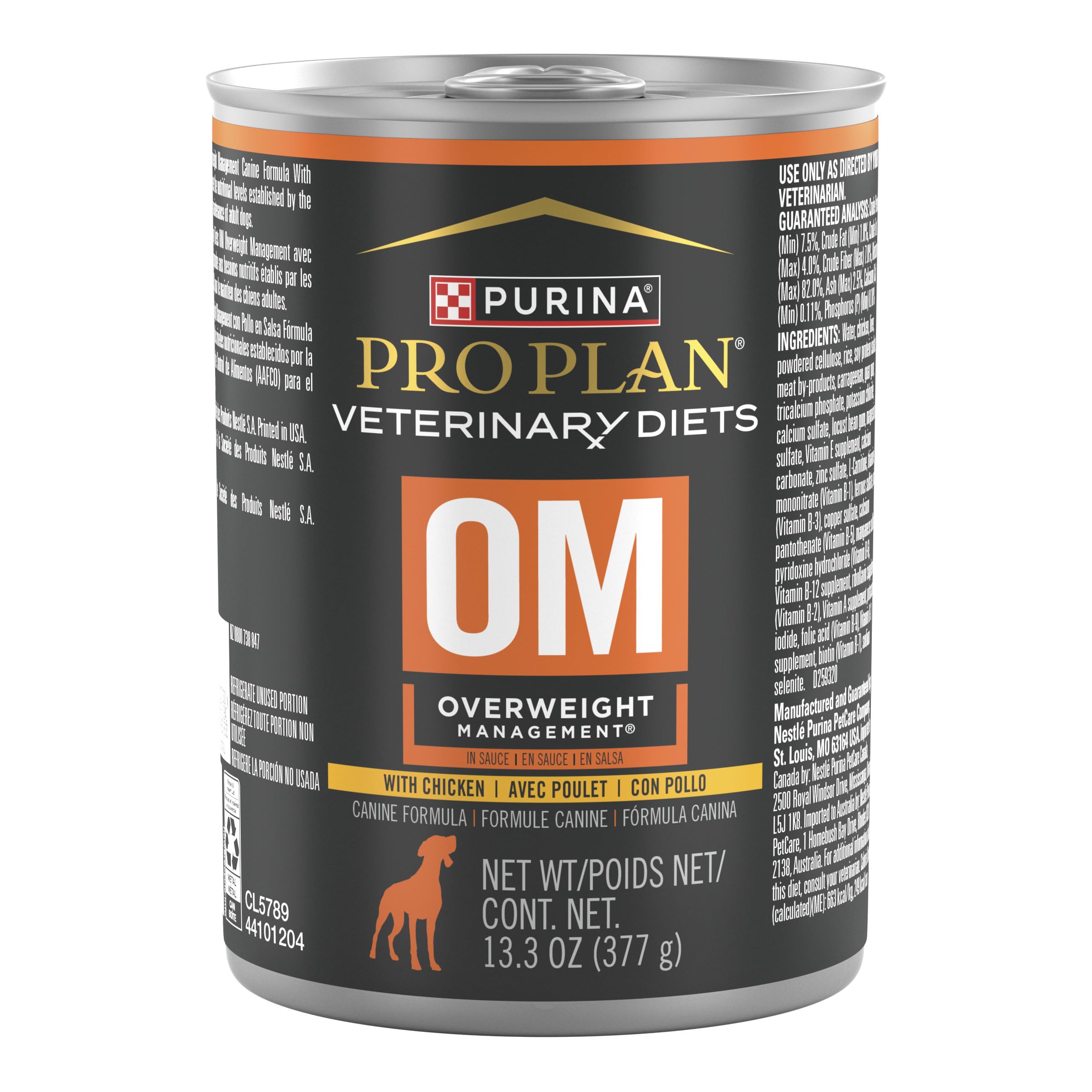 Purina Pro Plan Veterinary Diets OM Overweight Management Canine Formula Wet Dog Food - (12) 13.3 oz. Cans