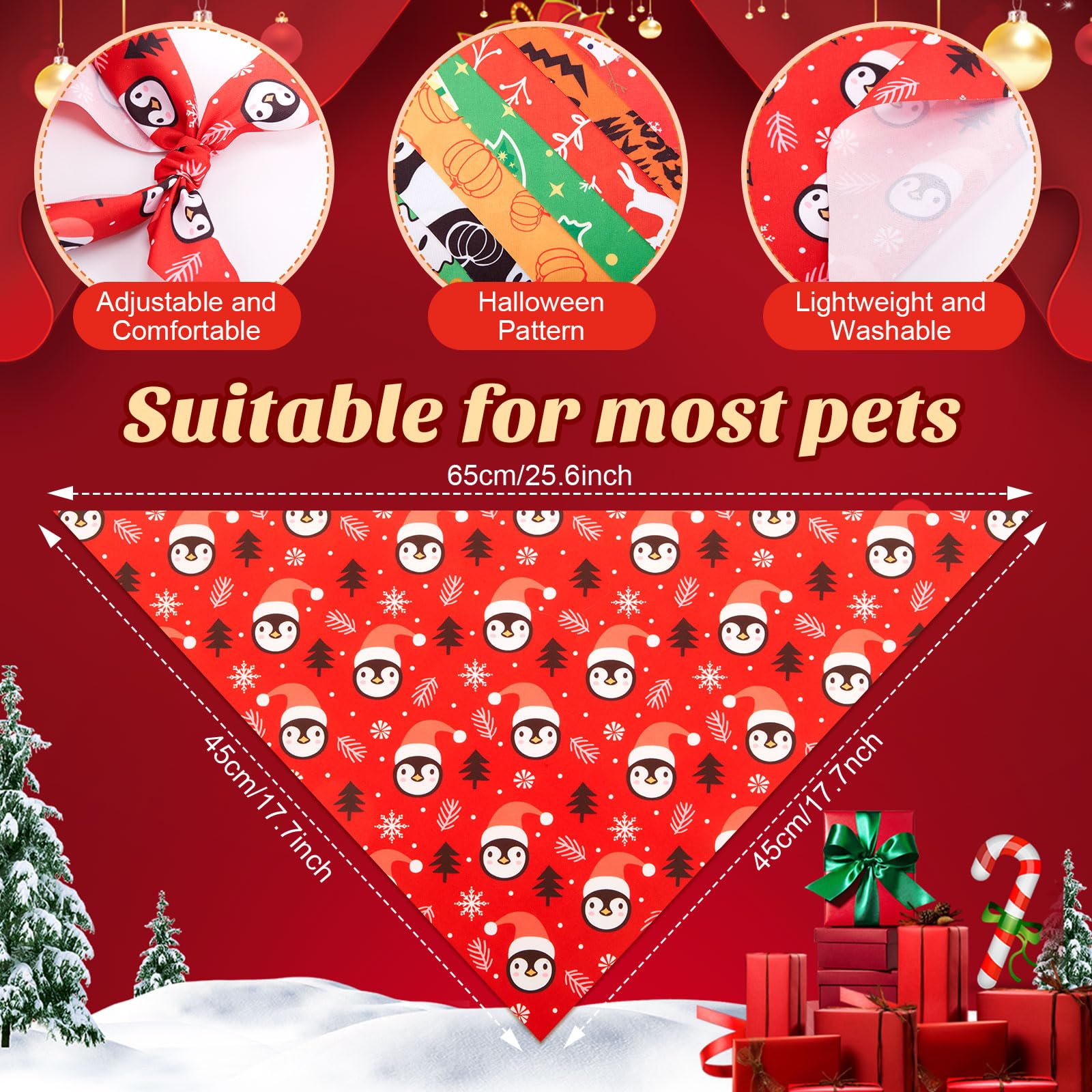 Sumind 50 Pcs Fall Halloween Christmas Dog Bandanas Bulk Mix Holiday Bandanas for Dog Triangle Kerchief Bib Scarf Set for Pet Ca