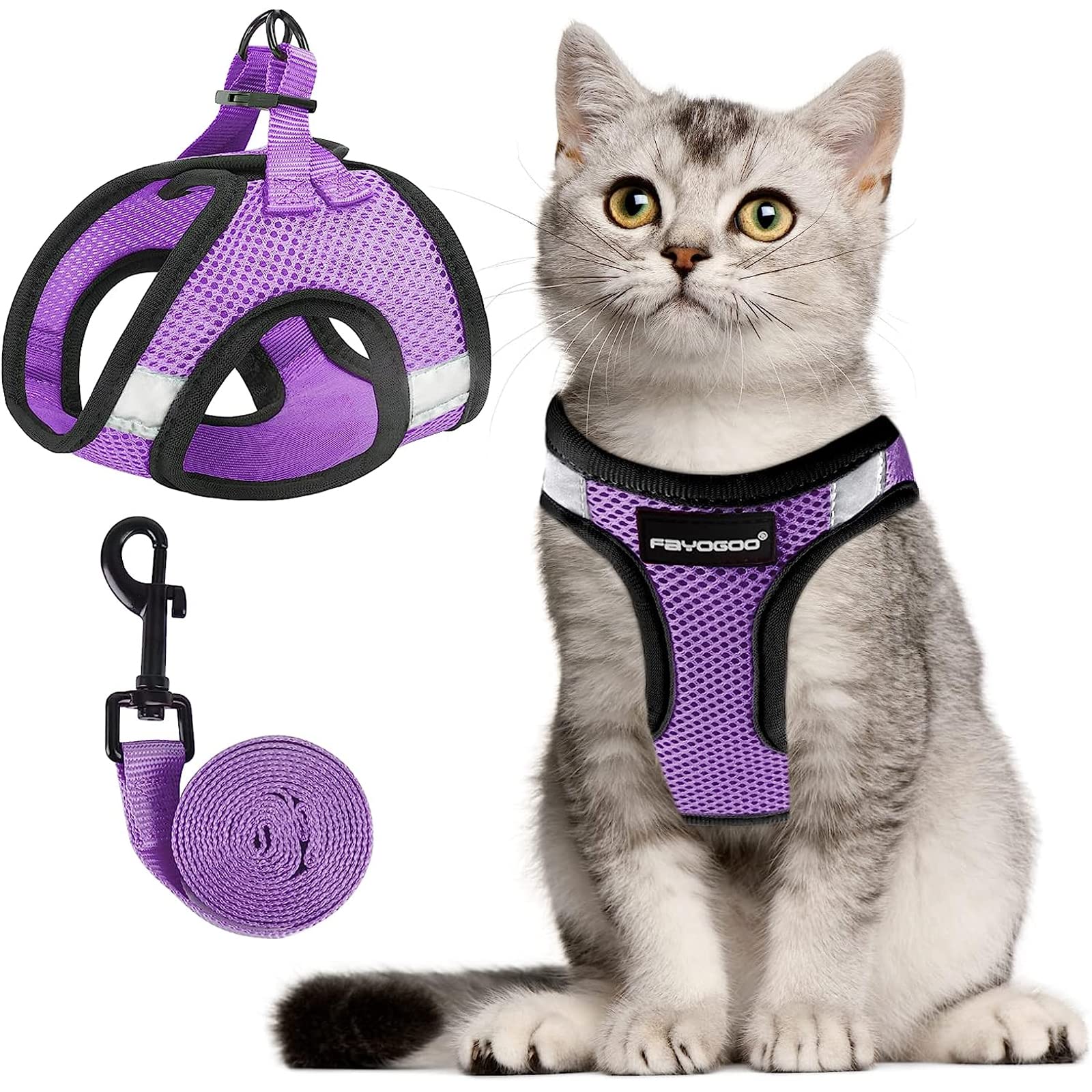 Fayogoo Cat Harness, Cat Leash And Harness Set For Walking Escape Proof, Harness For Small Cats/Small Dogs, Large Kitten/Puppy H