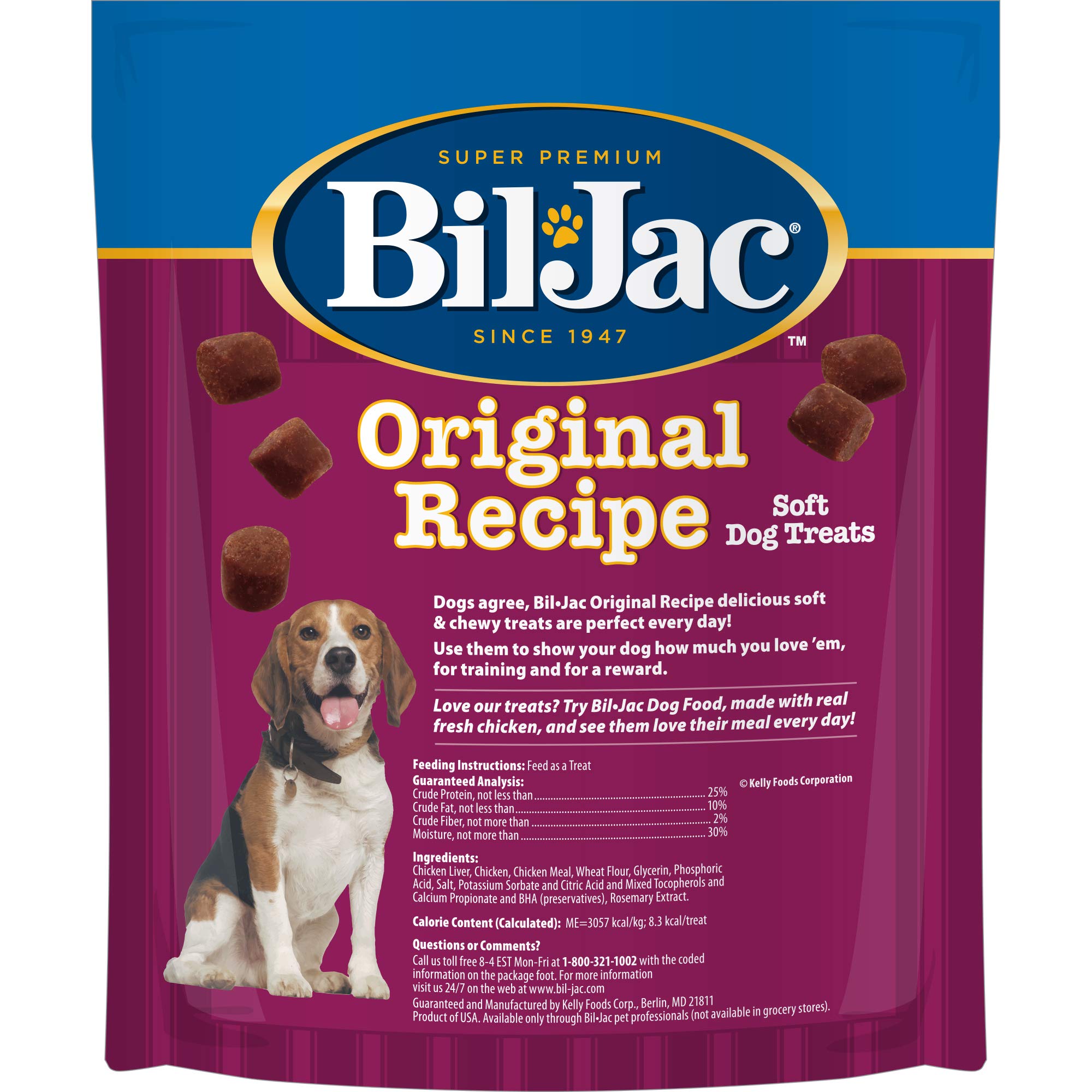 Bil-Jac Dog Treats - Original Recipe Chicken Liver Soft Puppy Training Treat Rewards, Resealable Double Zipper Pouch (Sizes Vary