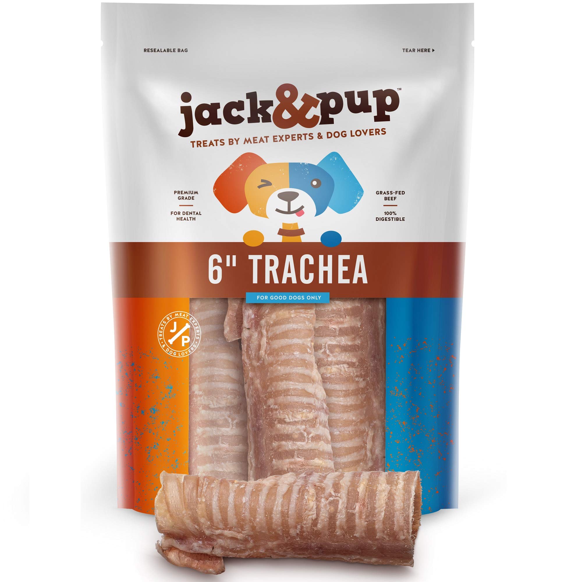 Jack&Pup 6 Inch Trachea Dog Chew | Single Ingredient Beef Trachea Treats for Dogs | Naturally Rich in Glucosamine and Chondroiti