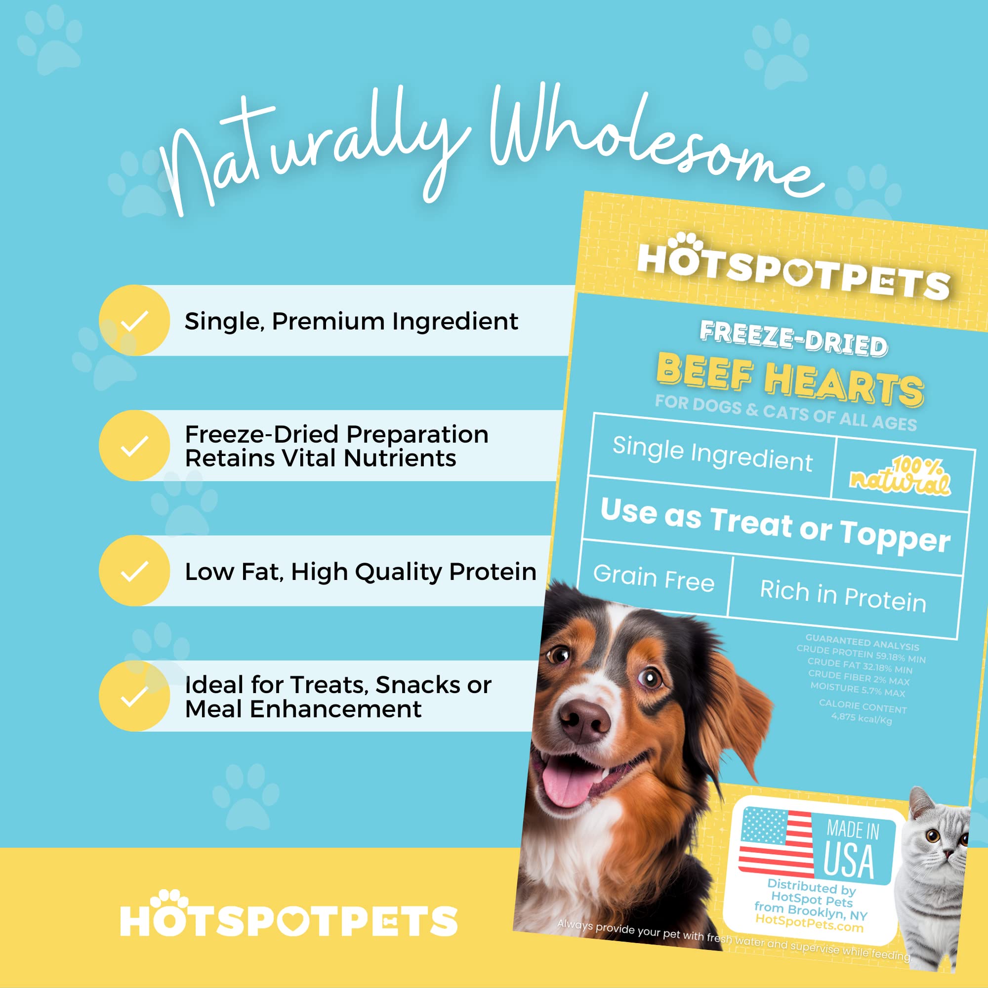 hotspot pets Freeze Dried Raw Beef Meal Toppers for Dogs - Single Protein, All Natural, Grain-Free - Perfect for Training, Toppe