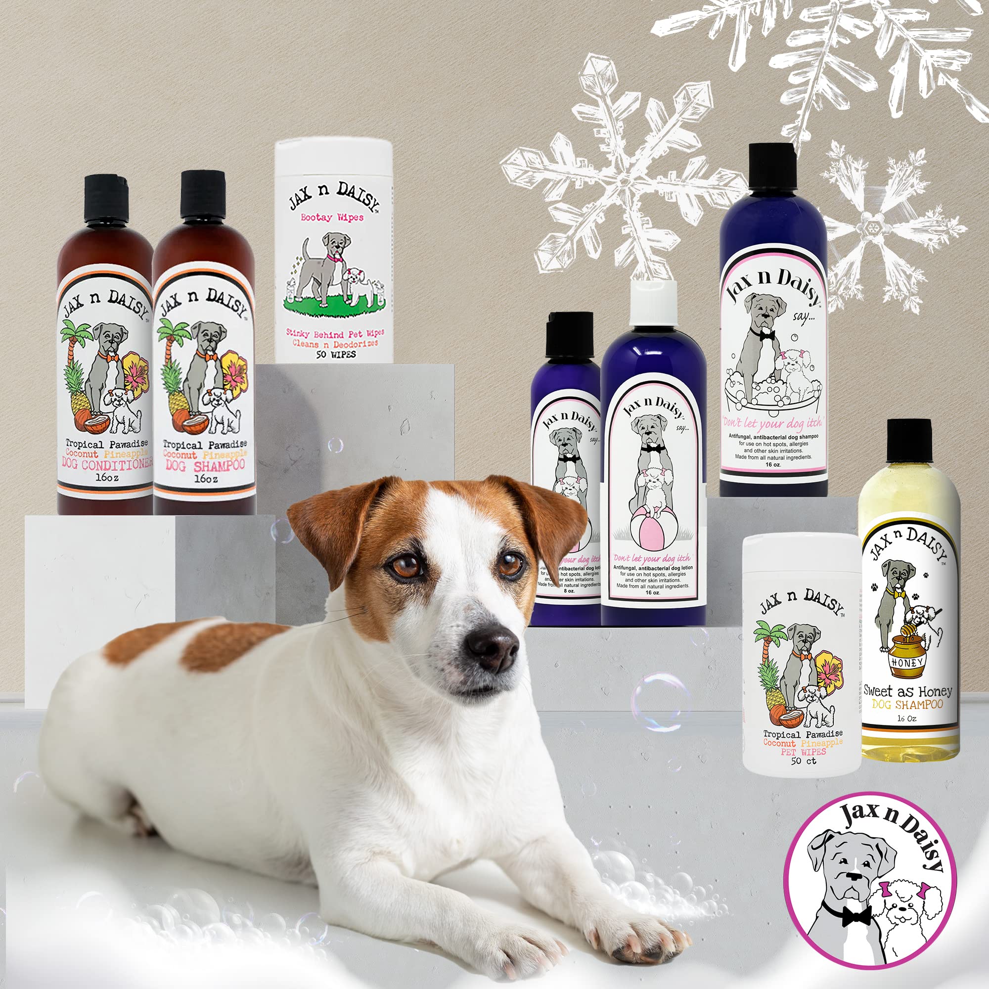 Jax N Daisy Dog Shampoo - Gentle Allergy Relief for Dogs - Eliminates Odors & Fleas - Soothes Itchy Skin - Perfect for Puppies!