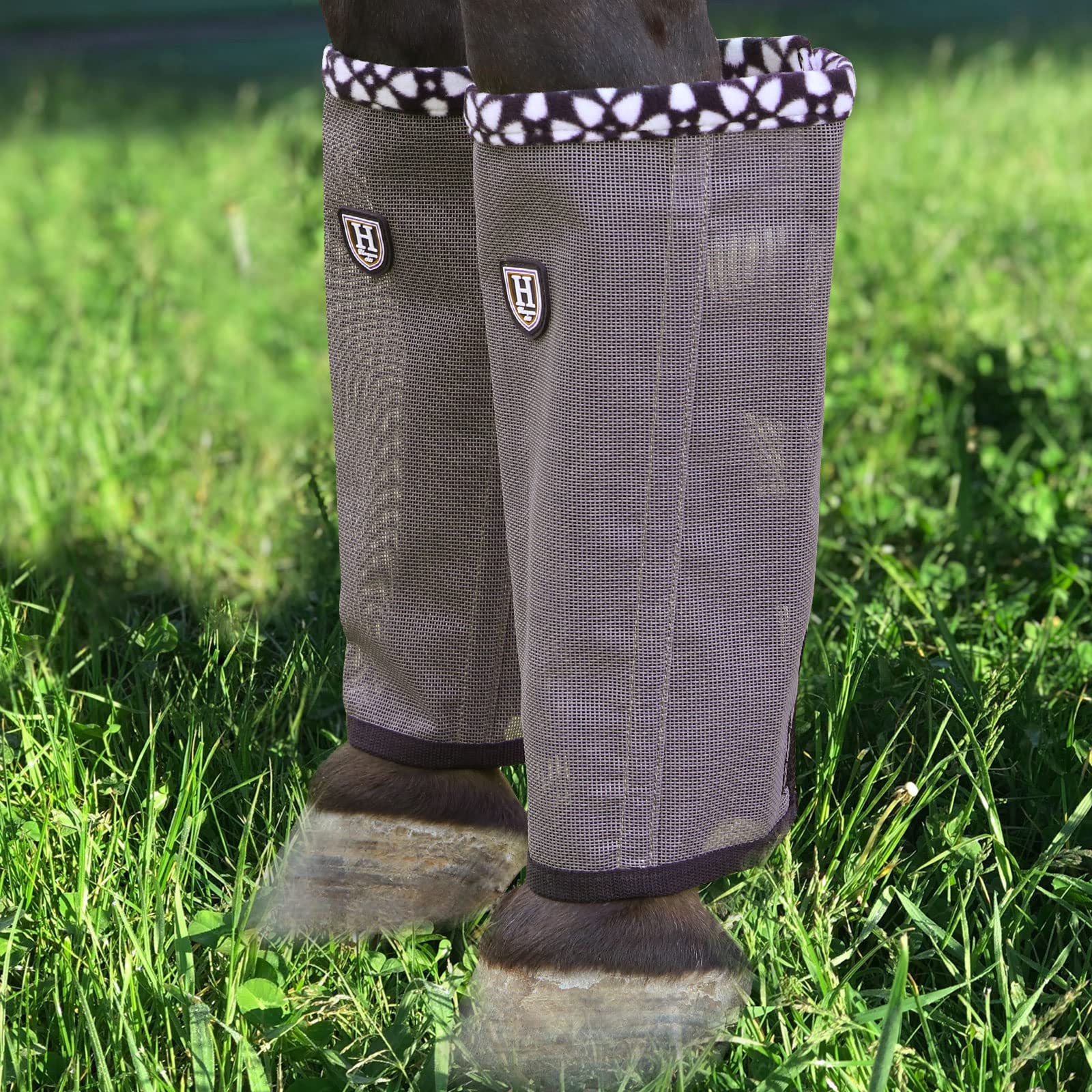 Caremaster Fine Mesh Fly Boots Loose Fitting & Non-Slip Horse Fly Leggings Fleece Air Flow (Set Of 4) Vintage Grey Large