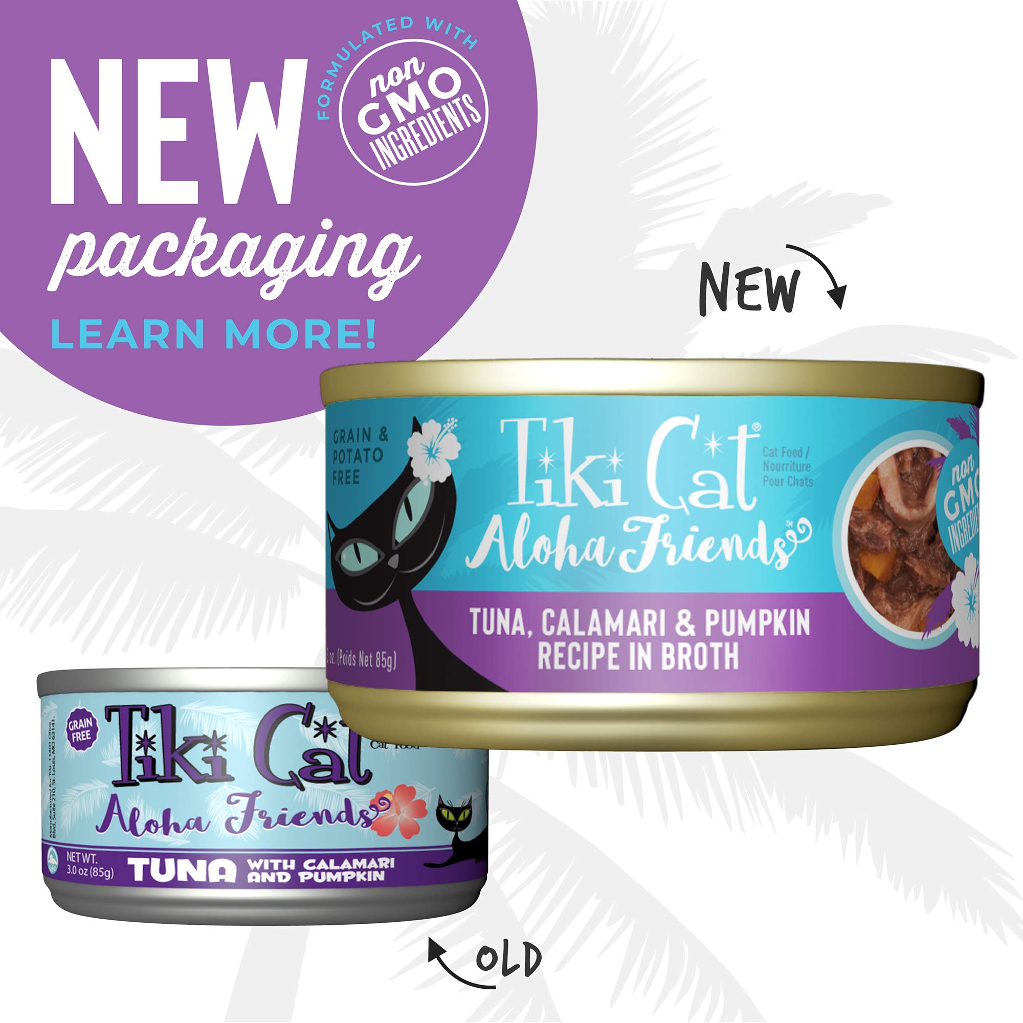 Tiki Cat Aloha Friends, Tuna, Calamari & Pumpkin, Grain-Free & High Moisture, Wet Cat Food for All Life Stages 3 oz. Can (12 Cou