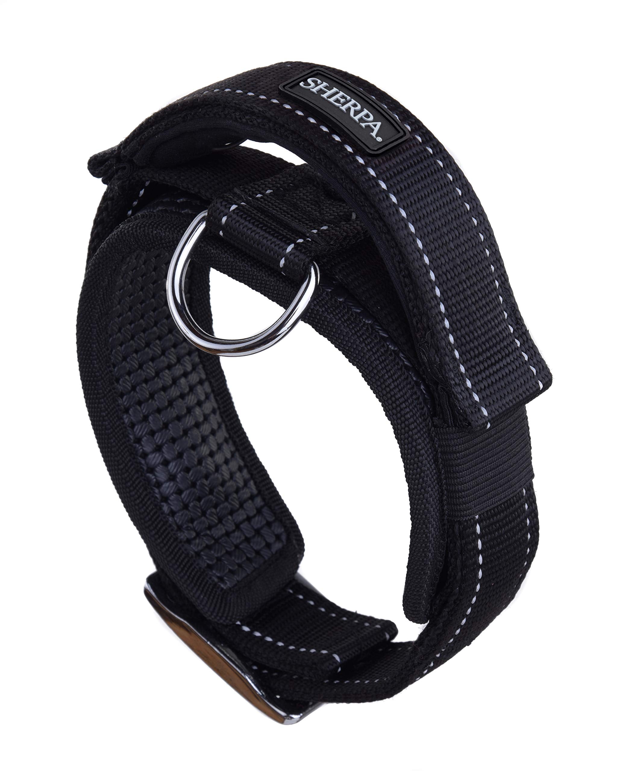 Sherpa Dog Collar, Built-in Quick Grab Handle, Padded - Black, Medium