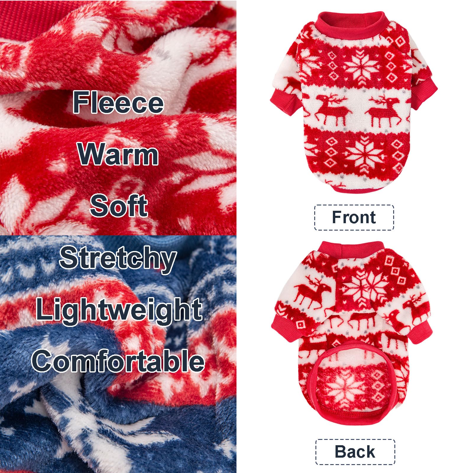Kyaringtso Dog Sweater, 2 Pack Dog Sweaters For Small Dogs, Dog Clothes For Small Dogs Girl Boy, Ultra Soft And Warm Puppy Sweater Dog Coat For Winter Christmas (Xmas Red+Xmas Blue, Xx-Large)
