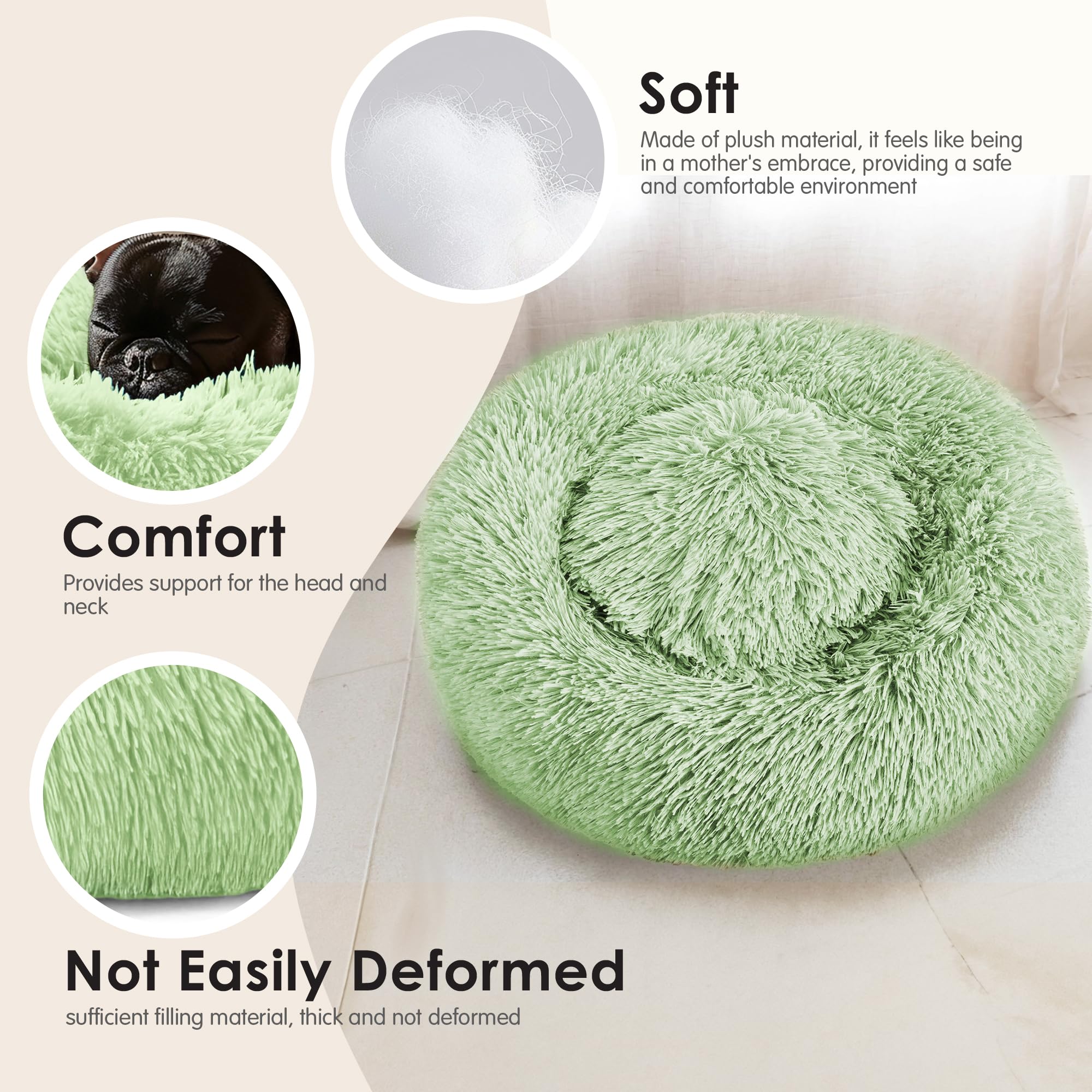 Extra Large Dog Beds, 36 Inch Human Dog Anxiety Relief Comfort Bed, Indestructible & Chew Proof Pet Beds (Green)
