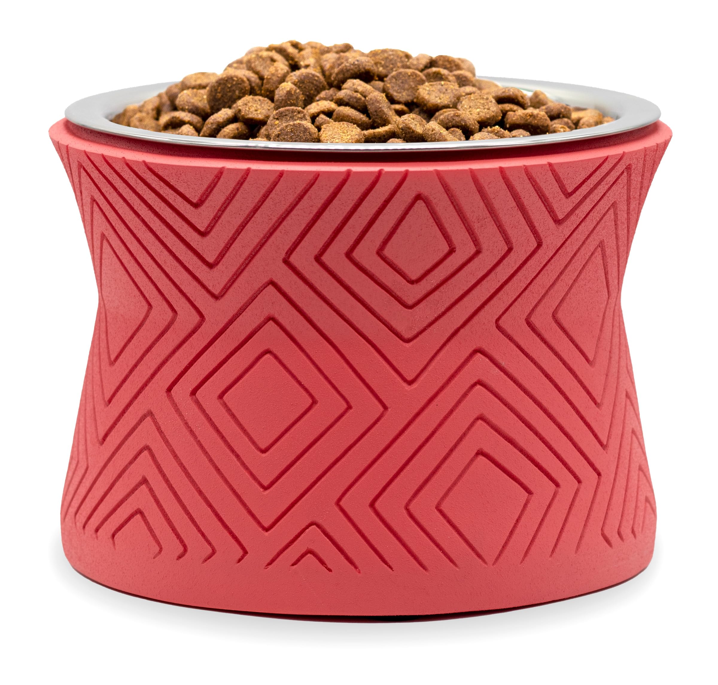 Pet Junkie Santa Fe Single Elevated Pet Bowl Stand with Removable Stainless Steel 16oz Inner Bowl for Small Dog Breed or Cat - R
