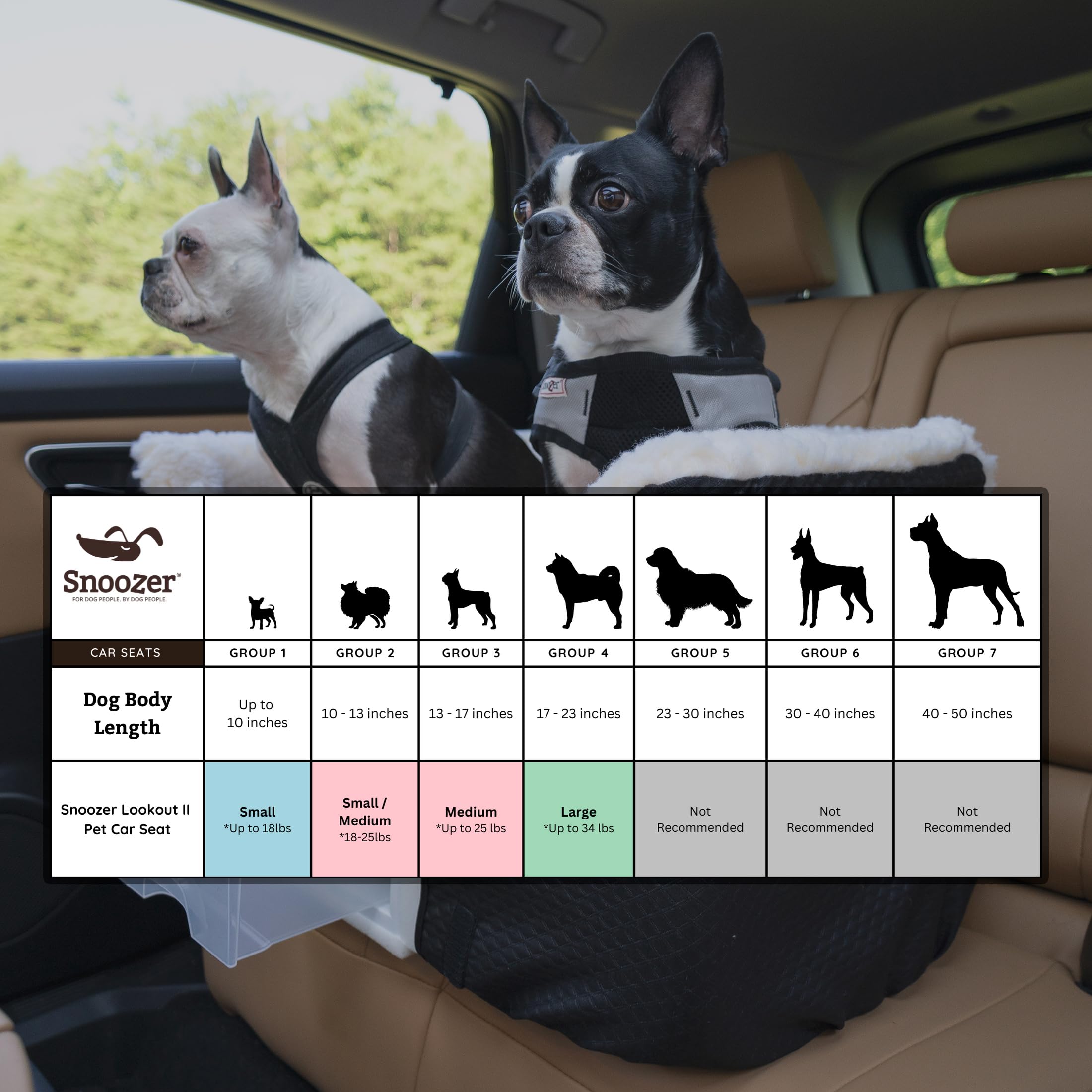 Snoozer Dog Car Seat With Storage Tray: Lookout Ii Dog Booster Car Seat Medium Sized Dog, Pet Car Seat To Help Car Sickness For Dogs, Included Harness Strap, Merlin Pewter Removable Washable Cover