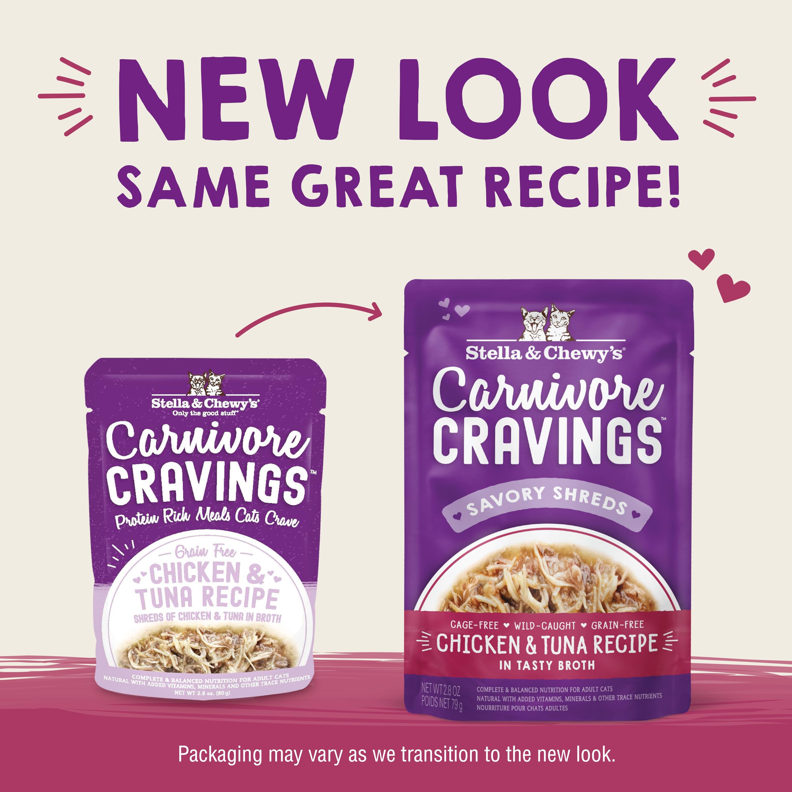 Stella & Chewys Carnivore Cravings Wet Cat Food - Premium Pouches - Grain Free, High Protein Chicken & Tuna - Perfect for Picky