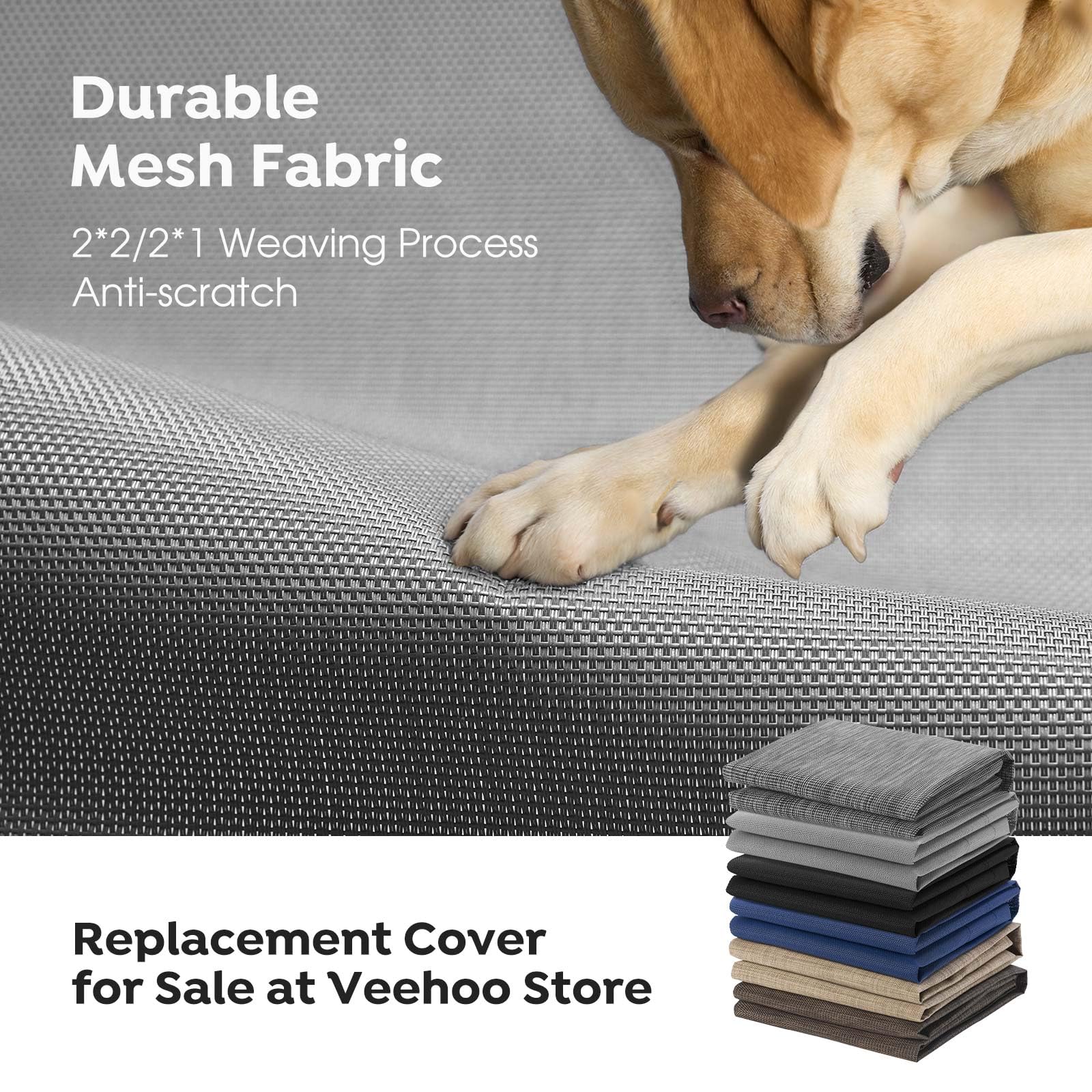Veehoo Cooling Elevated Dog Bed, Portable Raised Pet Cot With Washable & Breathable Mesh, No-Slip Feet Durable Dog Cots Bed For Indoor & Outdoor Use, Large, Cwc1803-L Silver Gray