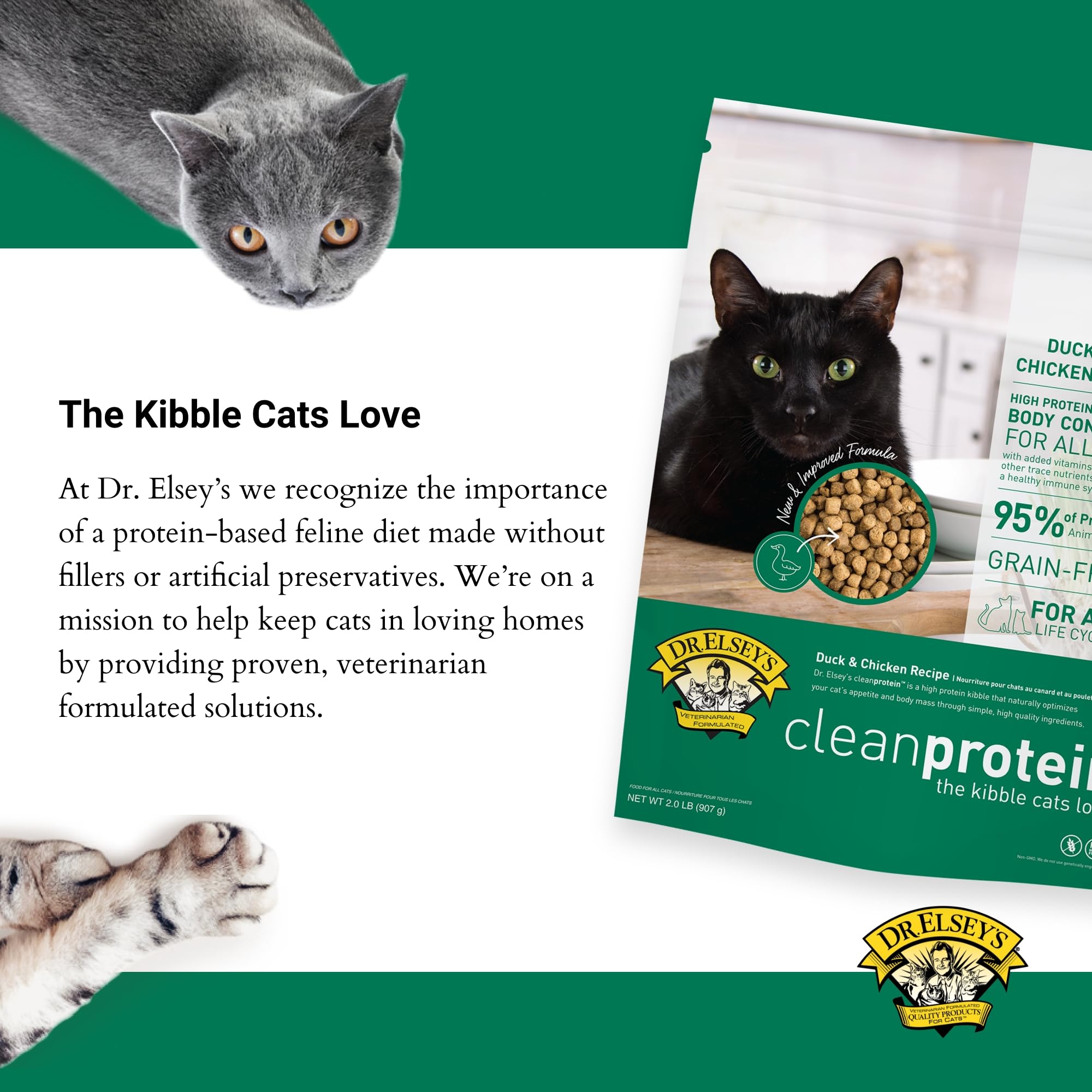 Dr. Elseys Cleanprotein Dry Kibble Duck 2lb.