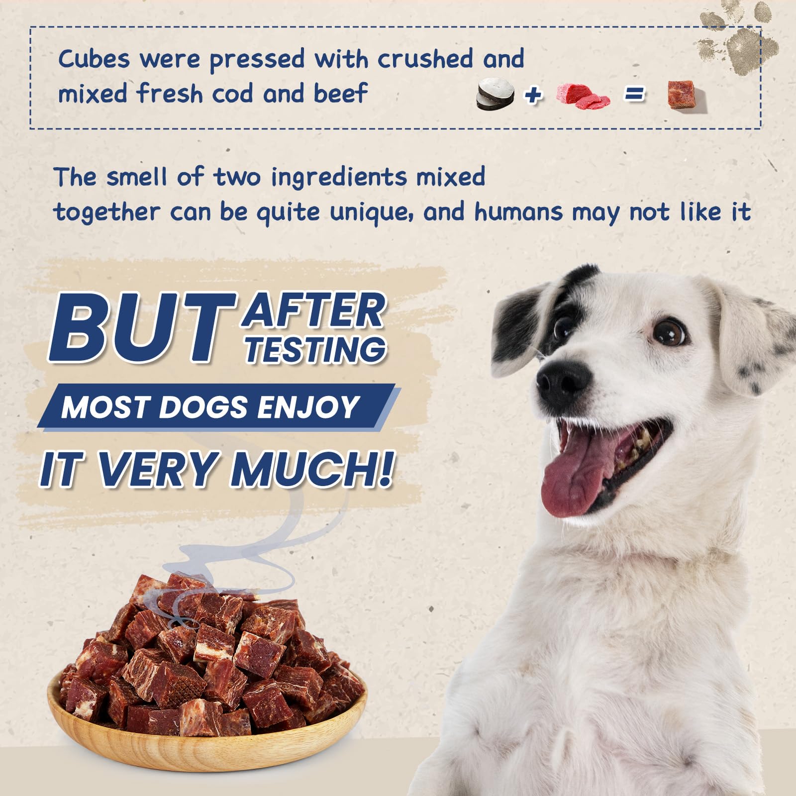 PAWUP Dog Treats Beef Cod Cubes, Grain Free, Low Fat, 12.5 oz, Rawhide Free, Training Rewards