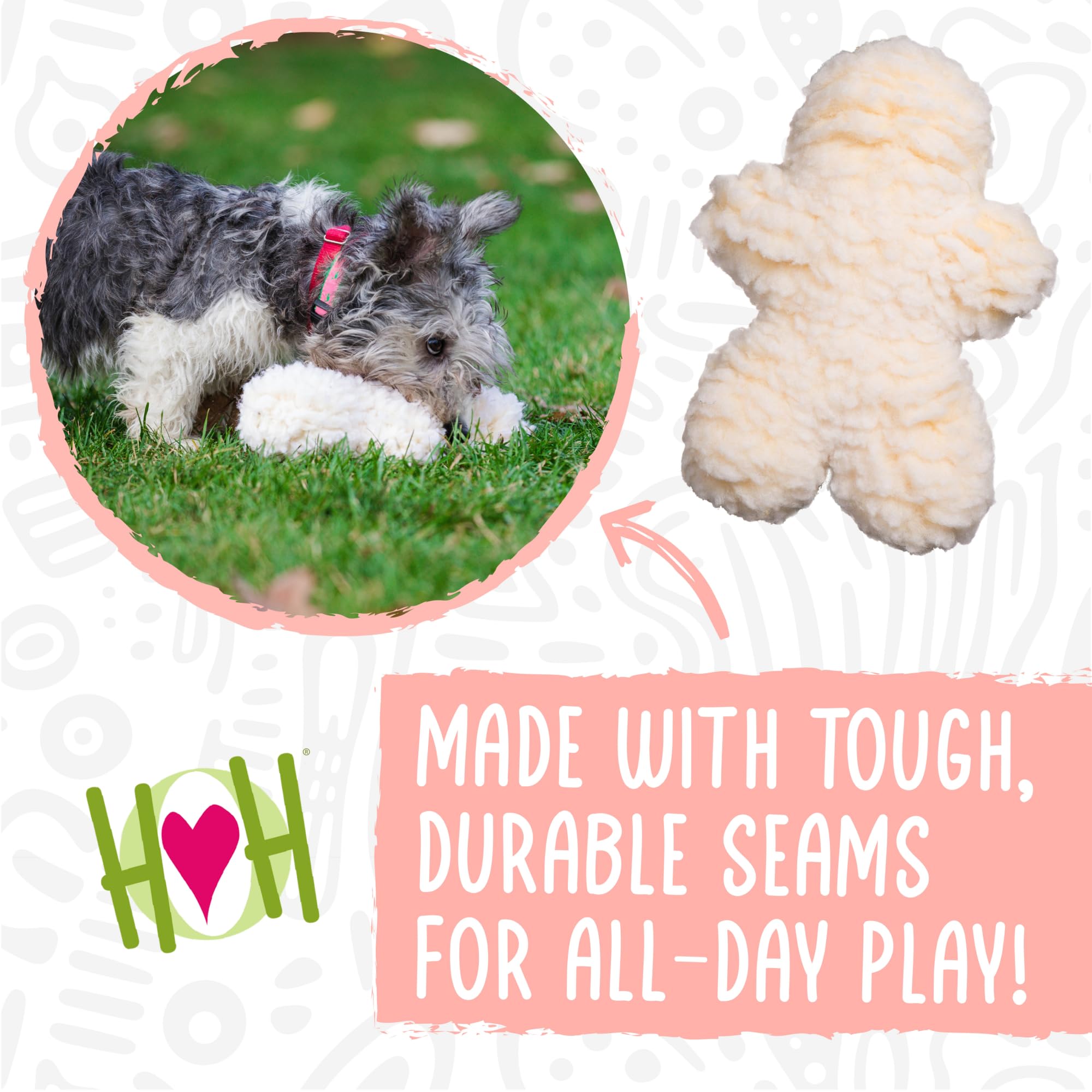 Hugglehounds Fleece Dog Toys For Aggressive Chewers & Small Dogs - Squeaky Plush Dog Toy - Soft Yet Durable Stuffed Pet Toy - Puppy Toys For All Breeds | Hugglefleece Best Chew Toy, Small Grey Man