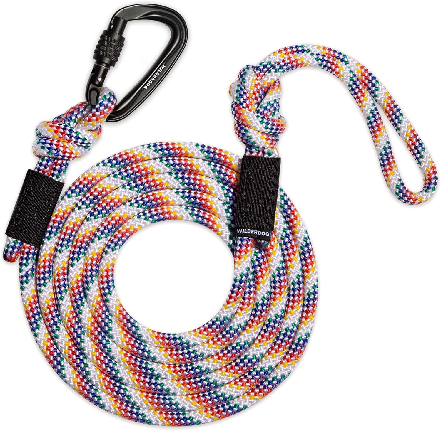 Wilderdog Carabiner Climbing Rope Dog Leash For Medium & Large Dogs - 10Ft - Rainbow