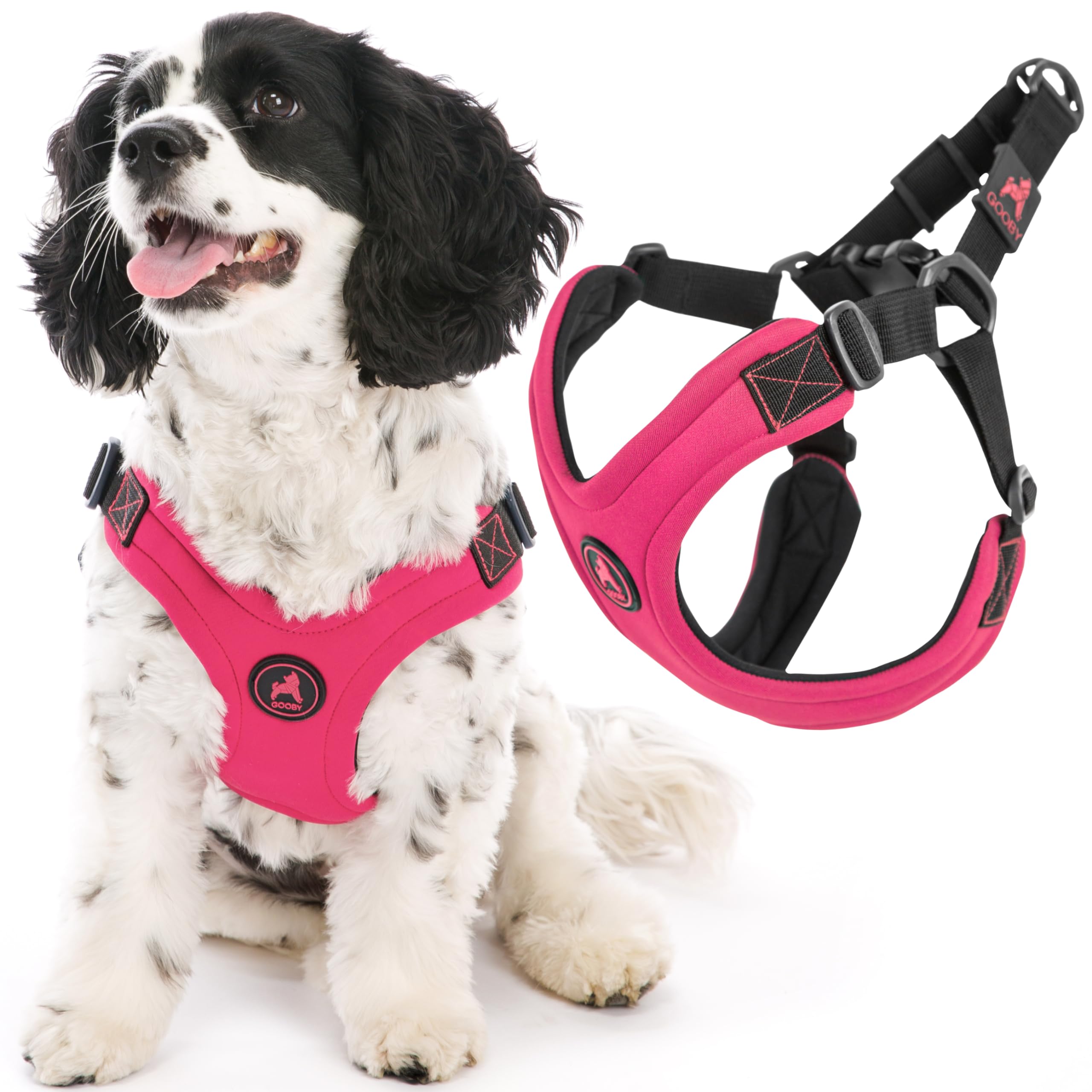 Gooby - Escape Free Sport Harness, Small Dog Step-In Neoprene Harness For Dogs That Like To Escape Their Harness, Pink, Small