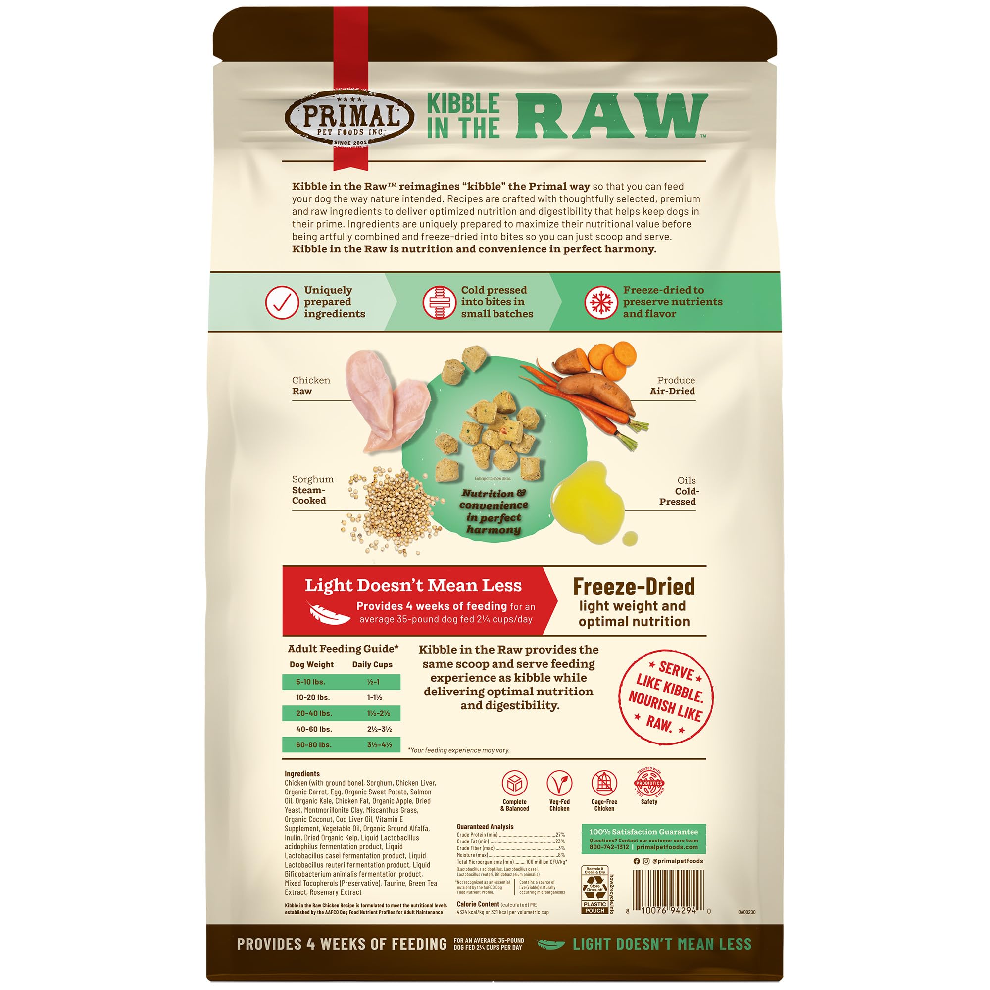 Primal Kibble in The Raw, Freeze Dried Dog Food, Chicken, Scoop & Serve, Made with Raw Protein, Whole Ingredient Nutrition, Craf