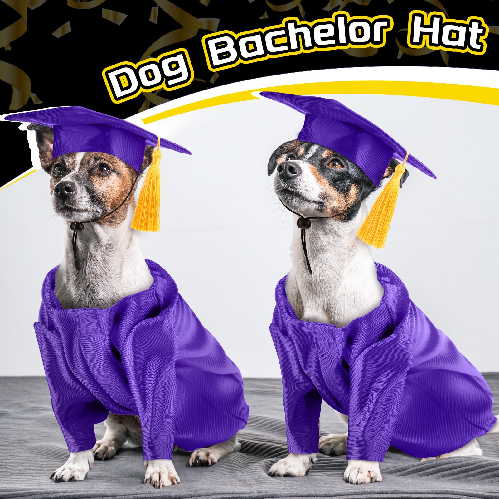 Bunnycool Dog Graduation Cap And Gown 2025 Washable Pet Graduation Costume For Dog Cat Shirt And Hat(Purple)