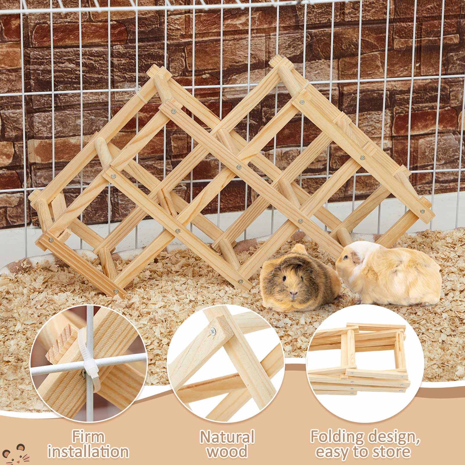 Croblissful Wooden Rat Climbing Toys, Pet Rat Cage Accessories Climbing Ladder, Hamster Educational Toys, Hanging Hamster Supply