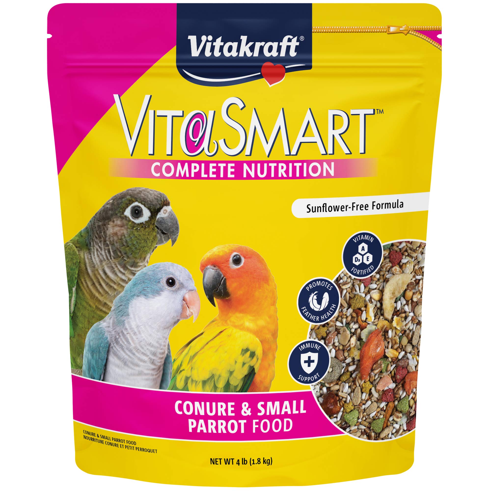 Vitakraft Vita Smart Gourmet Conure Food - Vitamin-Fortified - Daily Pet Bird Food for Conures and Small Parrots