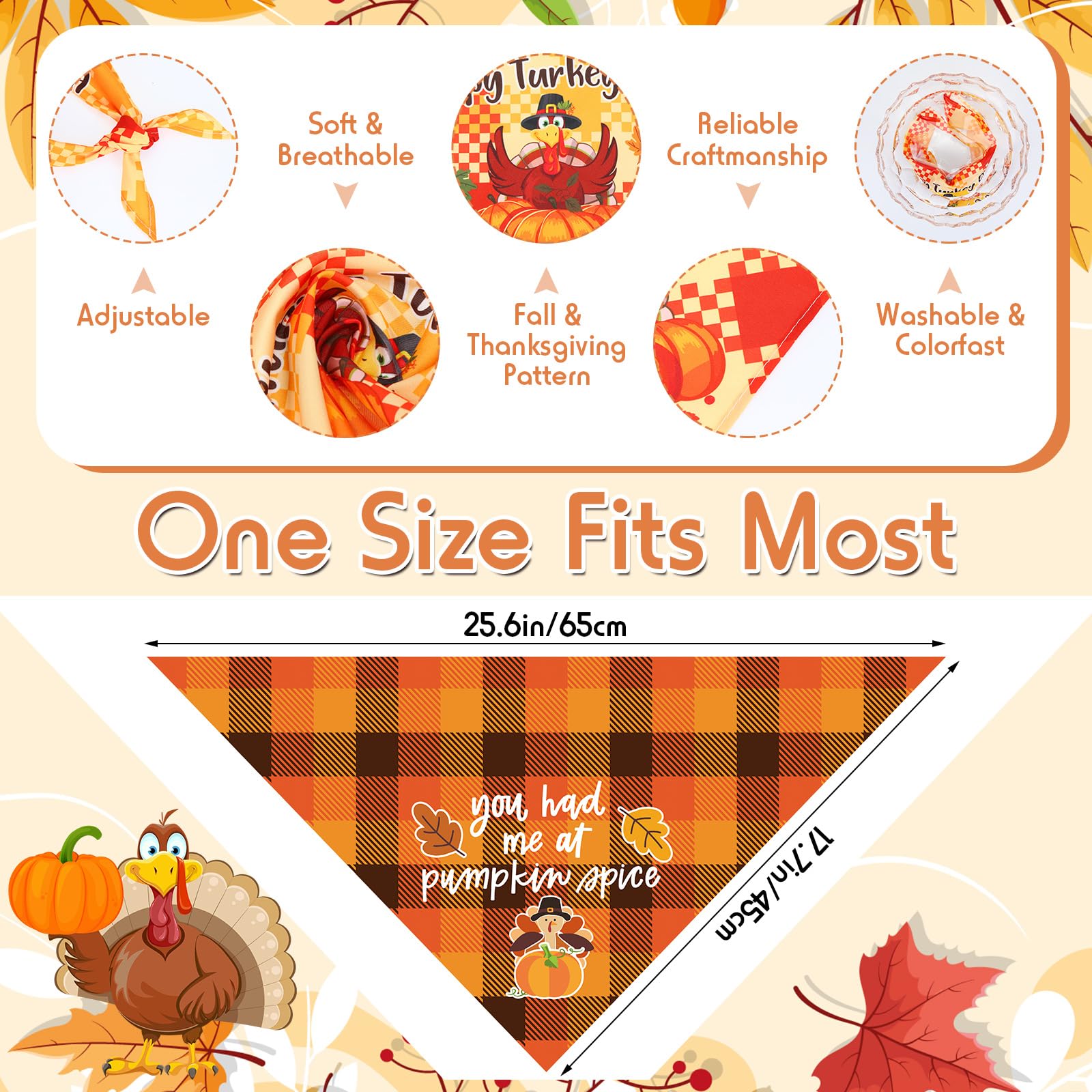 Preboun 200 Pcs Fall Plaid Dog Bandanas Bulk Dog Holiday Scarf Bibs Puppy Bandanas Adjustable Washable Kerchief Pet Costume Acce