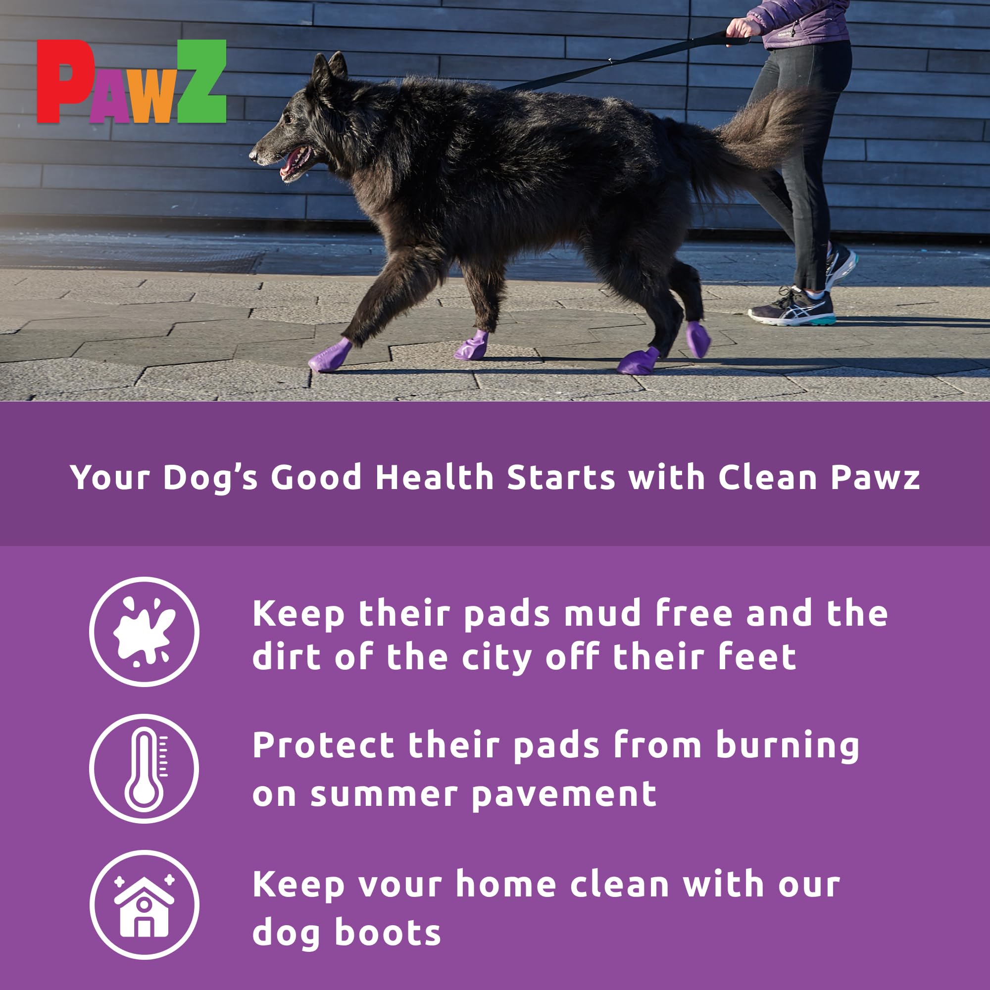 PawZ Rubber Dog Boots for Paws up to 4 - Dog Booties for Hot Pavement, Anti Slip Dog Socks, 12 Reusable Paws Waterproof Dog Boot