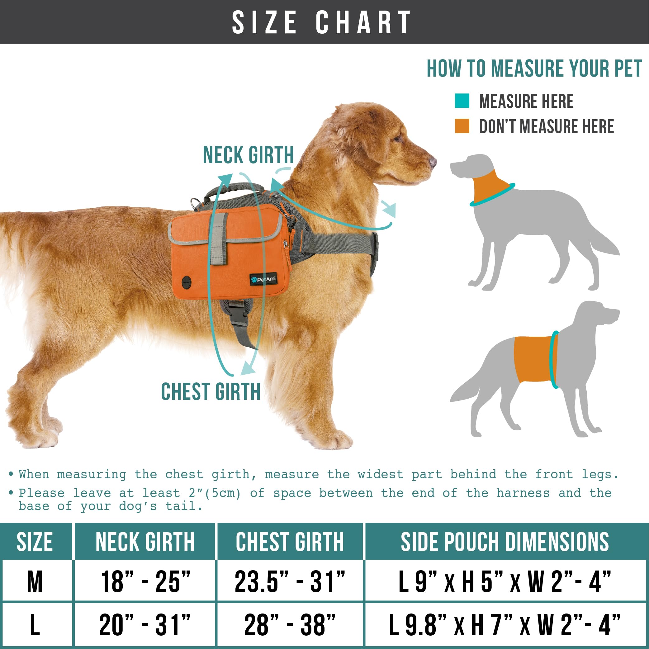 PetAmi Dog Backpack for Medium Large Dogs, Dog Saddle Bag for Dogs to Wear, Harness Saddlebag with Reflective Safety Side Pocket