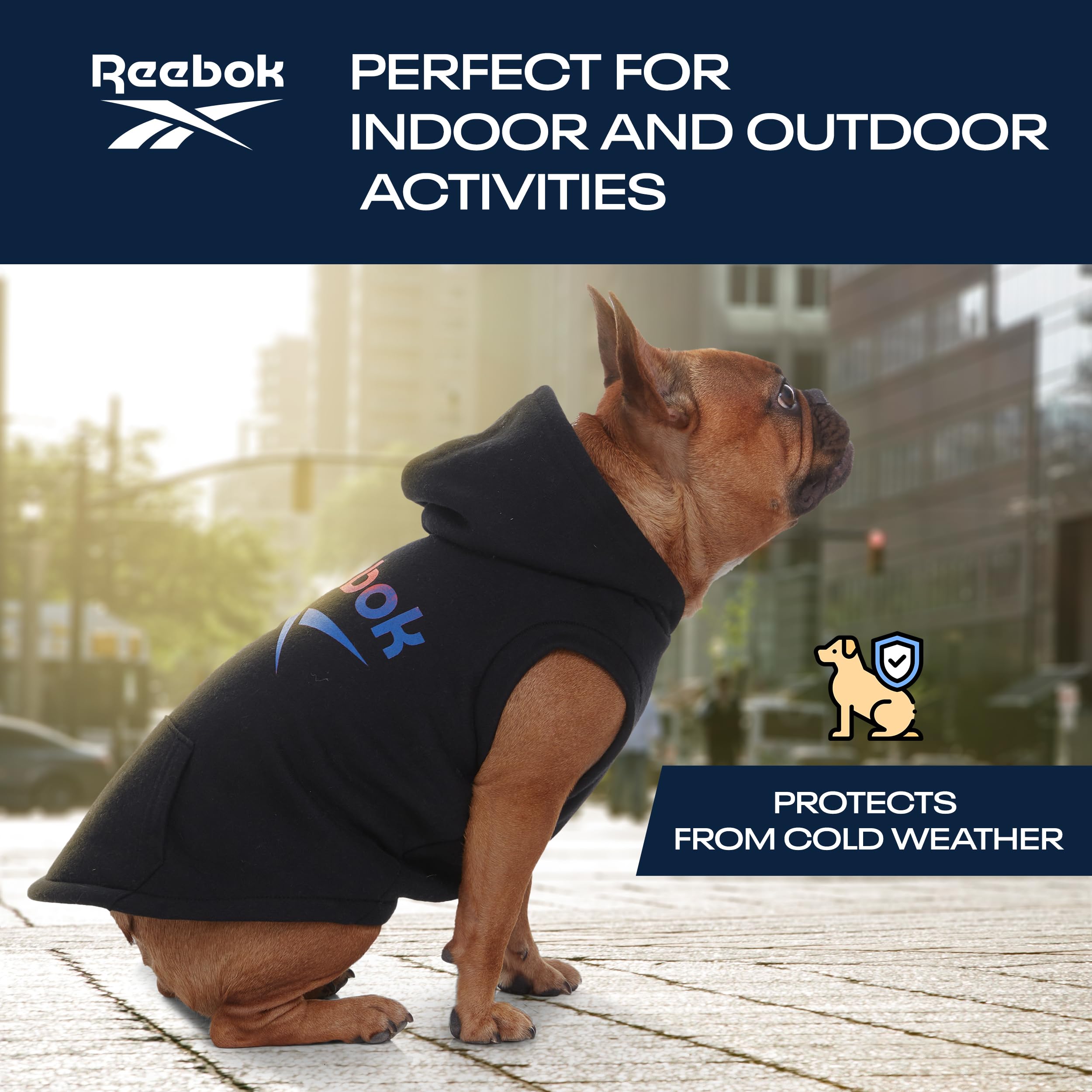Reebok Dog Sweater - Fleece Pullover With Leash Hole, Cozy Warm Winter Sweatshirt For Small To Large Dogs, Perfect Christmas Out