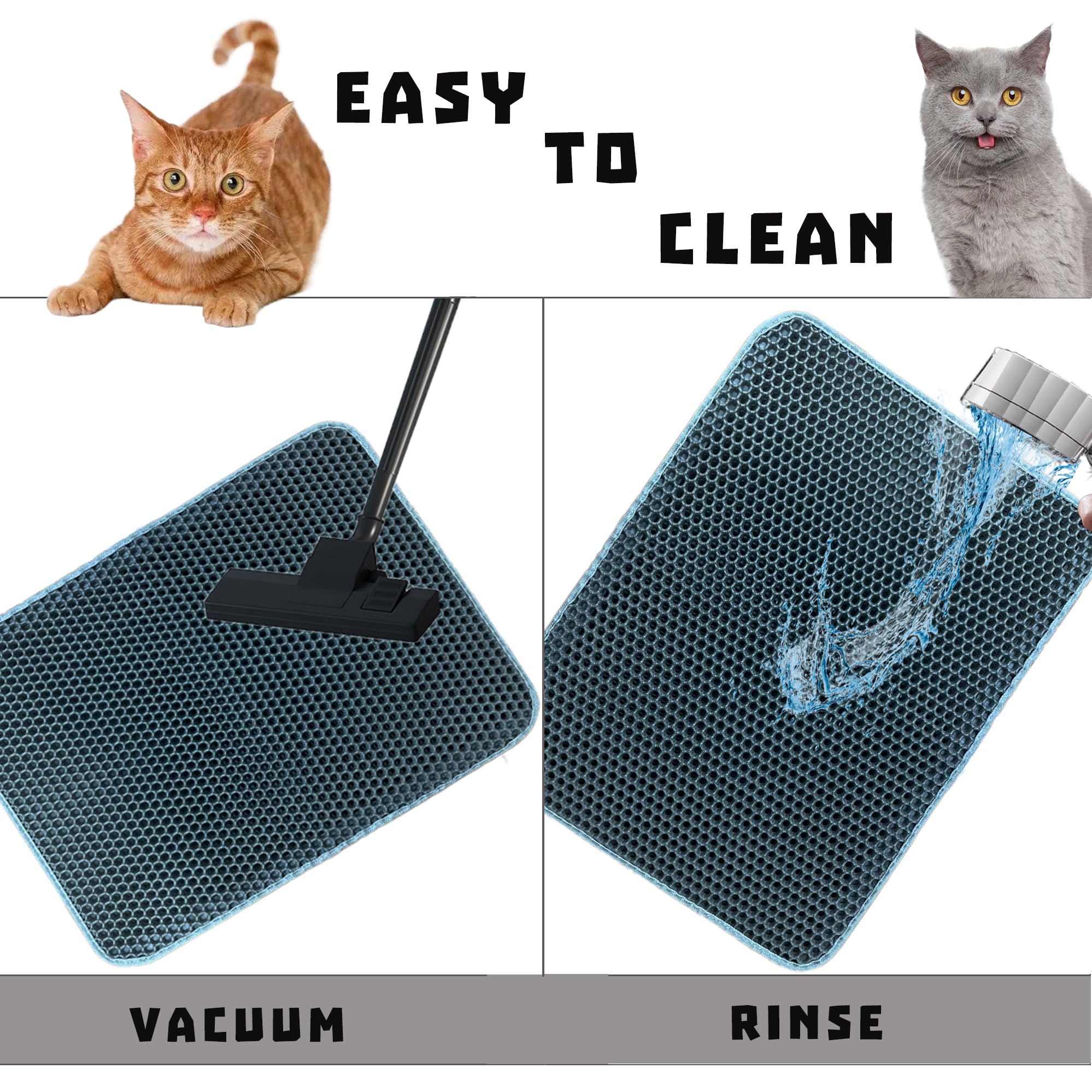 Cdycam Cat Litter Mat, Honeycomb Double Layer Litter Trapping Mat, 18'' X 24'' Kitten Litter Box Pad, Waterproof Urine Proof, Wa